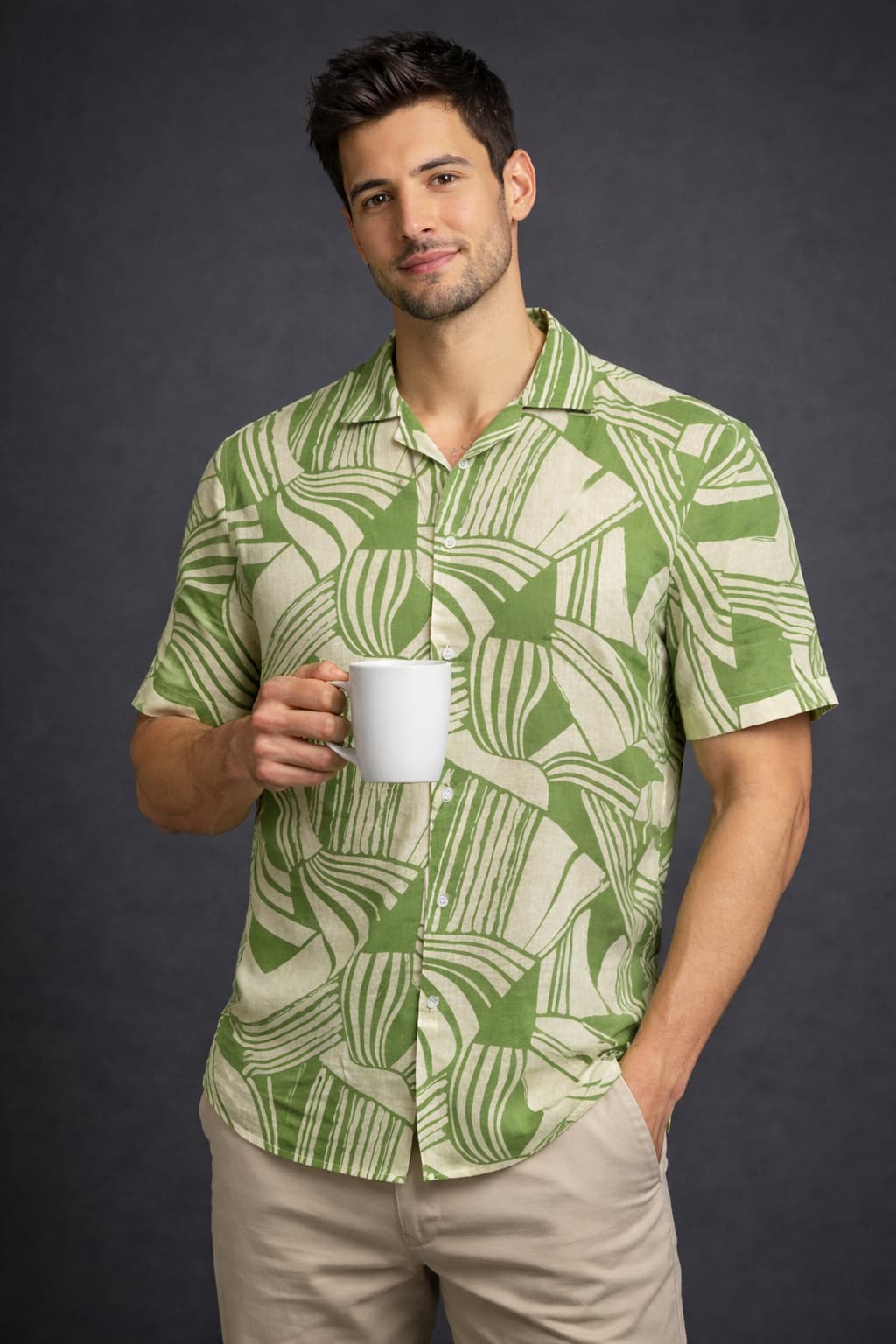 Men’s Green Printed Casual Shirt