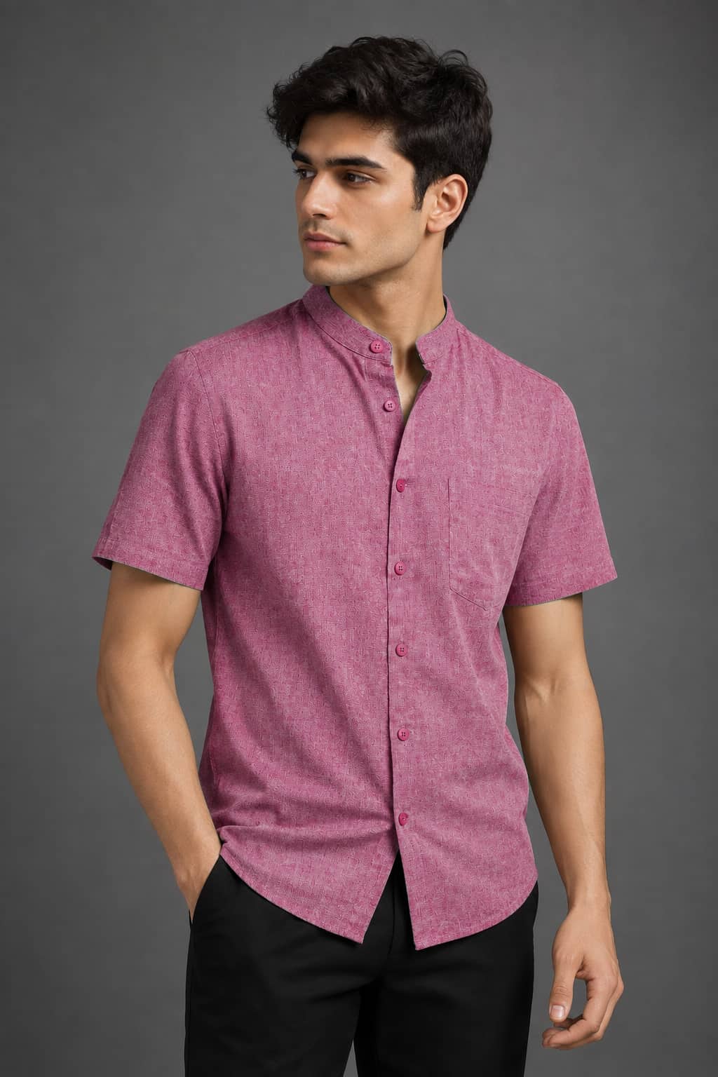 Mauve Pink Color Pure Cotton Men's Shirt
