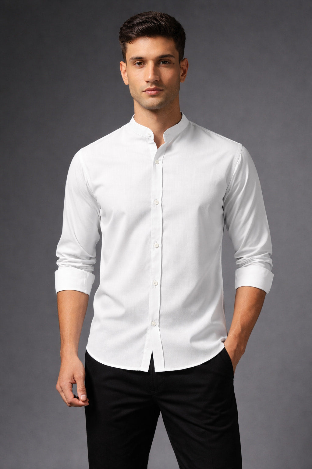 Men’s Solid White Casual Shirt