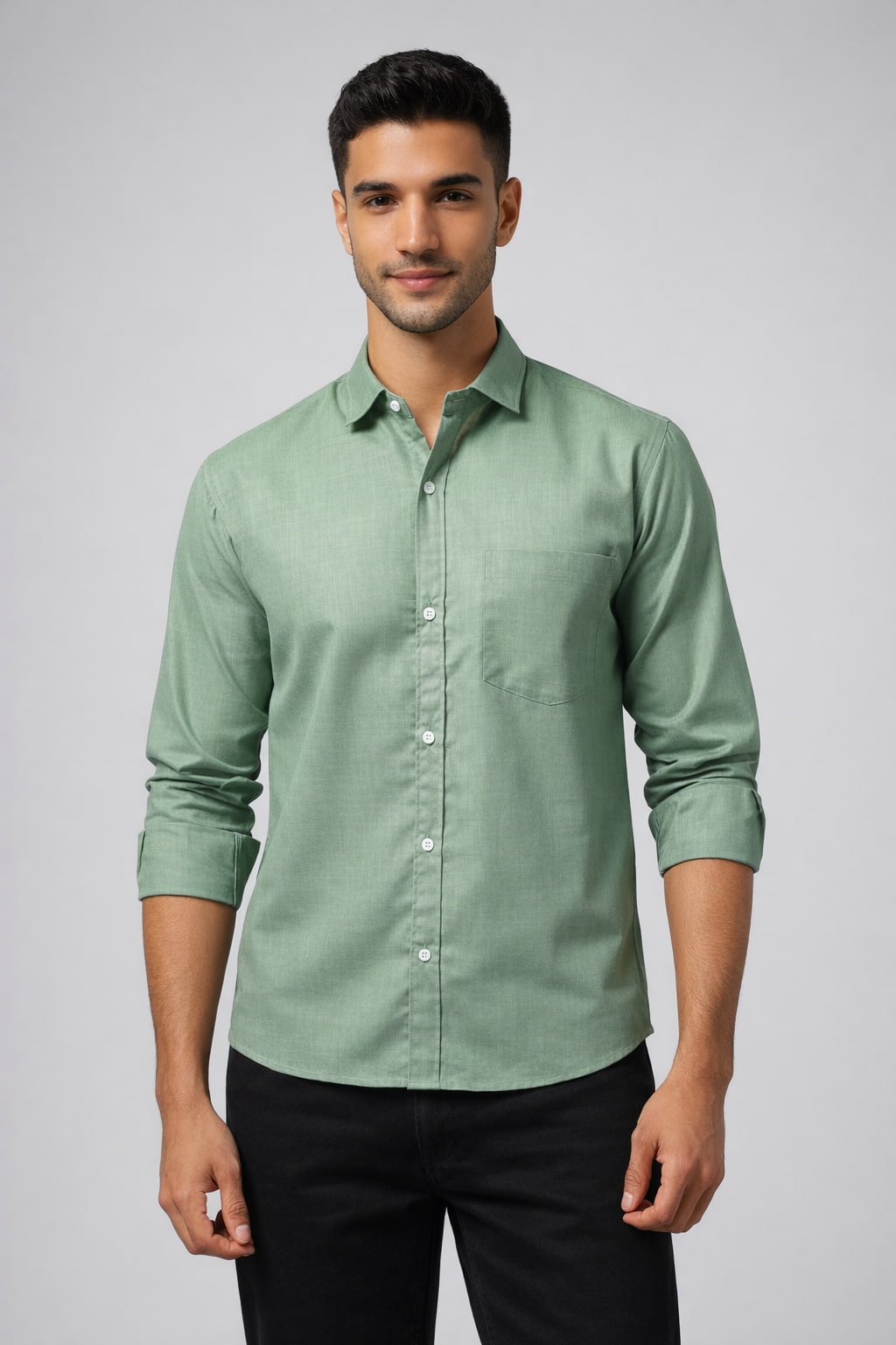 Men’s Olive Green Classic Casual Shirt