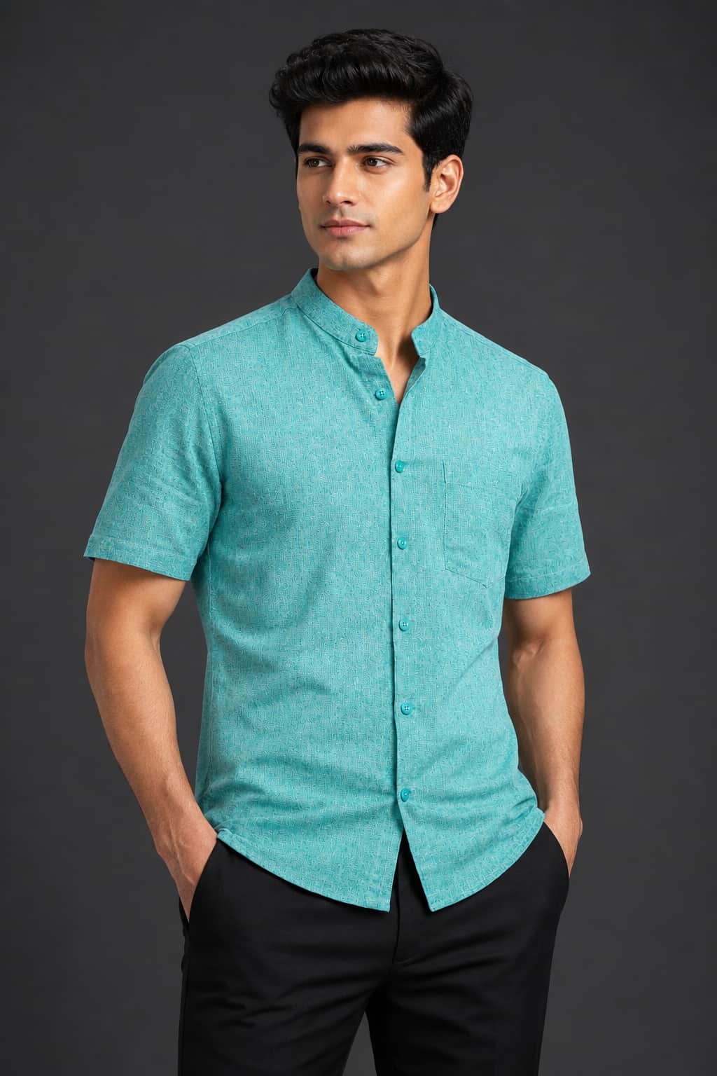 Aqua Mint Color Pure Cotton Men's Shirt