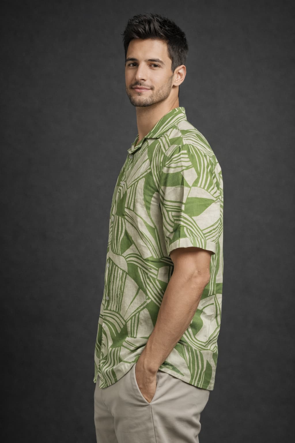 Men’s Green Printed Casual Shirt