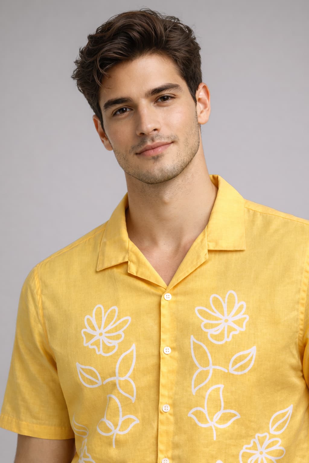 Men’s Premium Yellow Floral Print Casual Shirt
