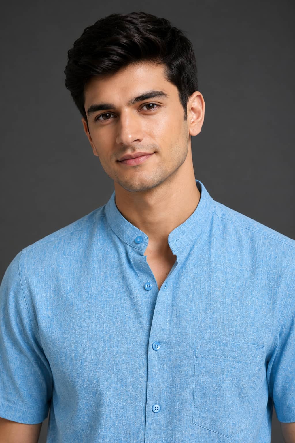 Ocean Blue Color Pure Cotton Men's Shirt