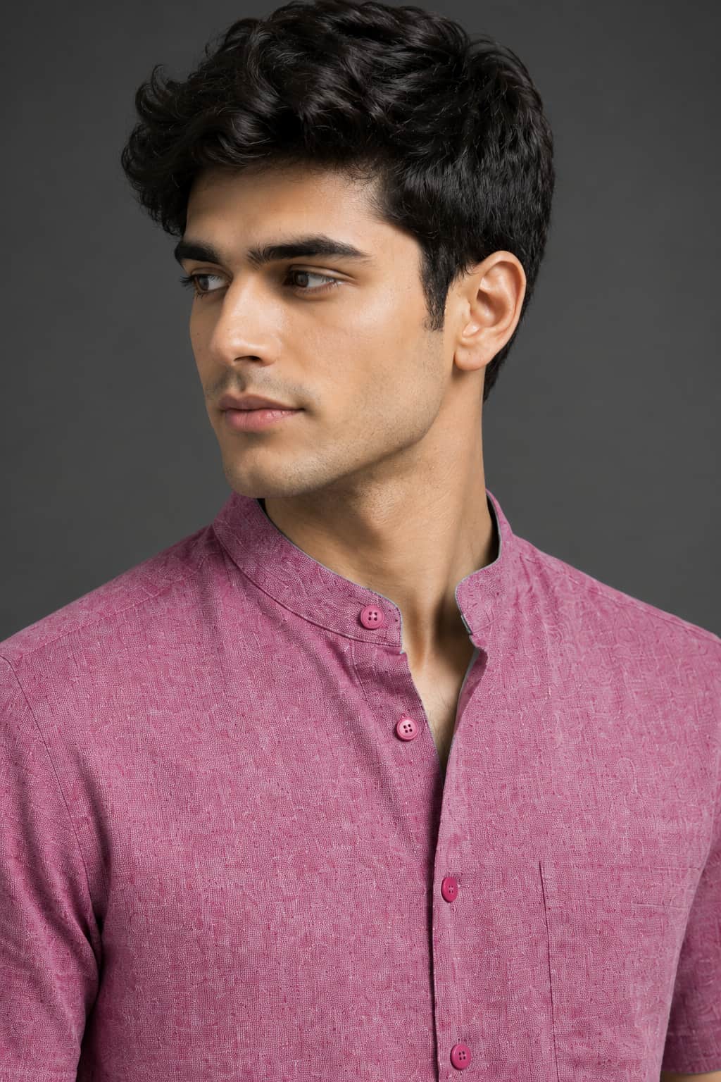 Mauve Pink Color Pure Cotton Men's Shirt