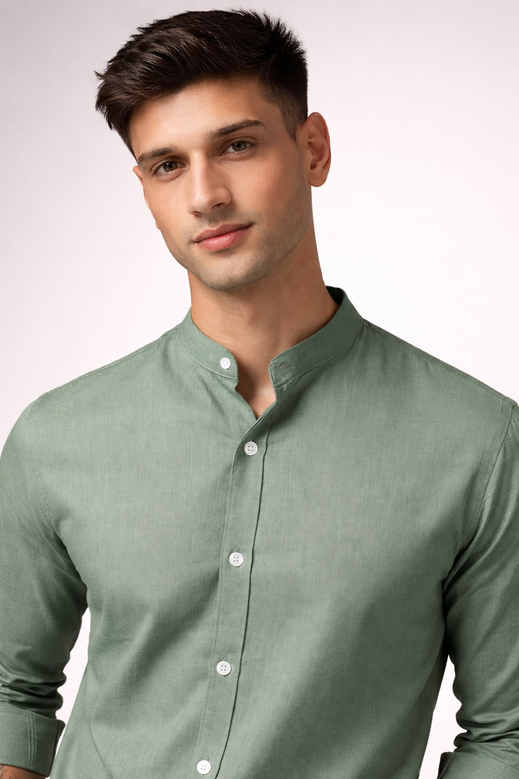 Men’s Solid Olive Green Casual Shirt