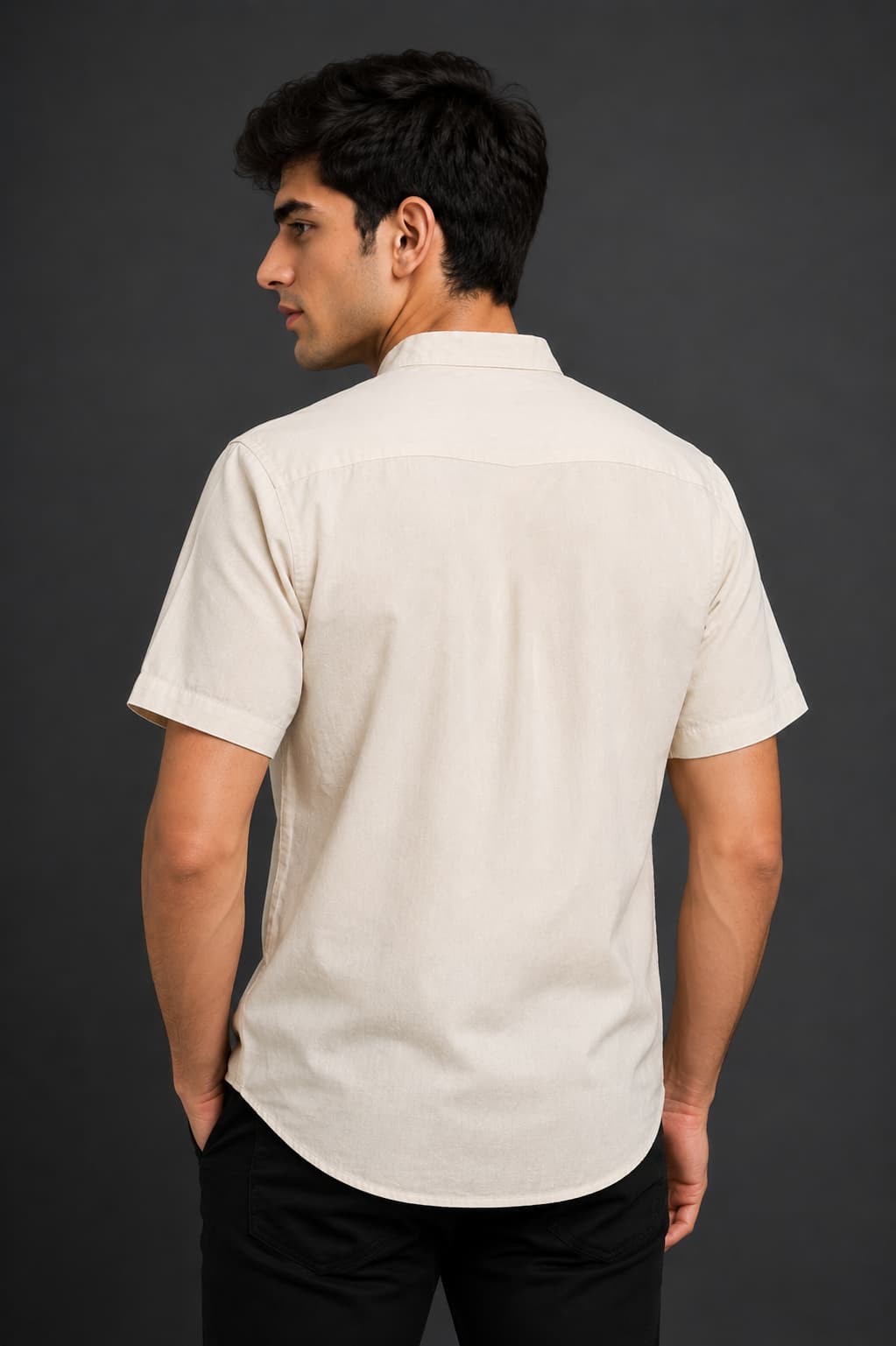 Pearl White Color Pure Cotton Men's Shirt