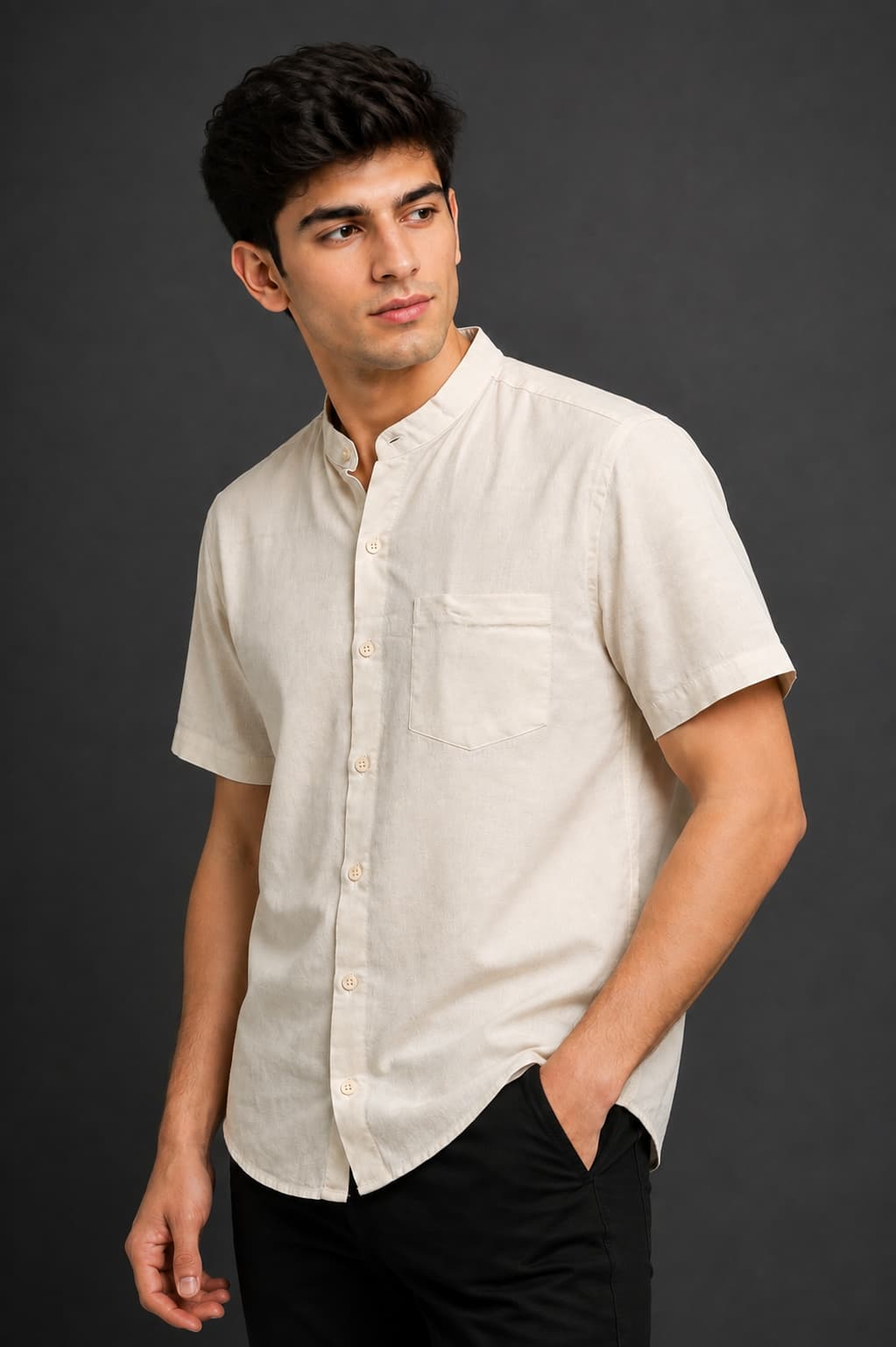 Pearl White Color Pure Cotton Men's Shirt