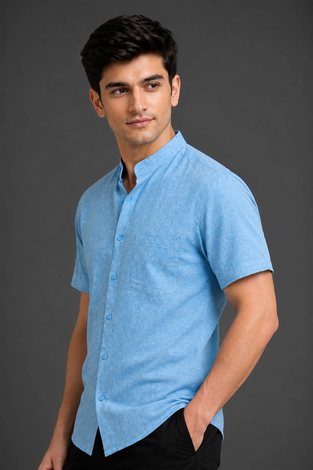 Ocean Blue Color Pure Cotton Men's Shirt