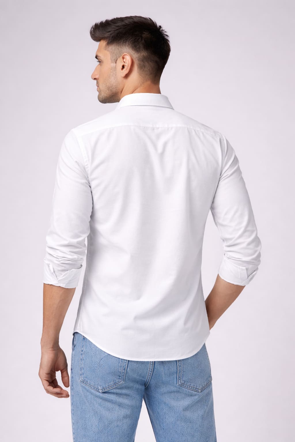 Premium White Cotton Full Sleeve Men's Shirt