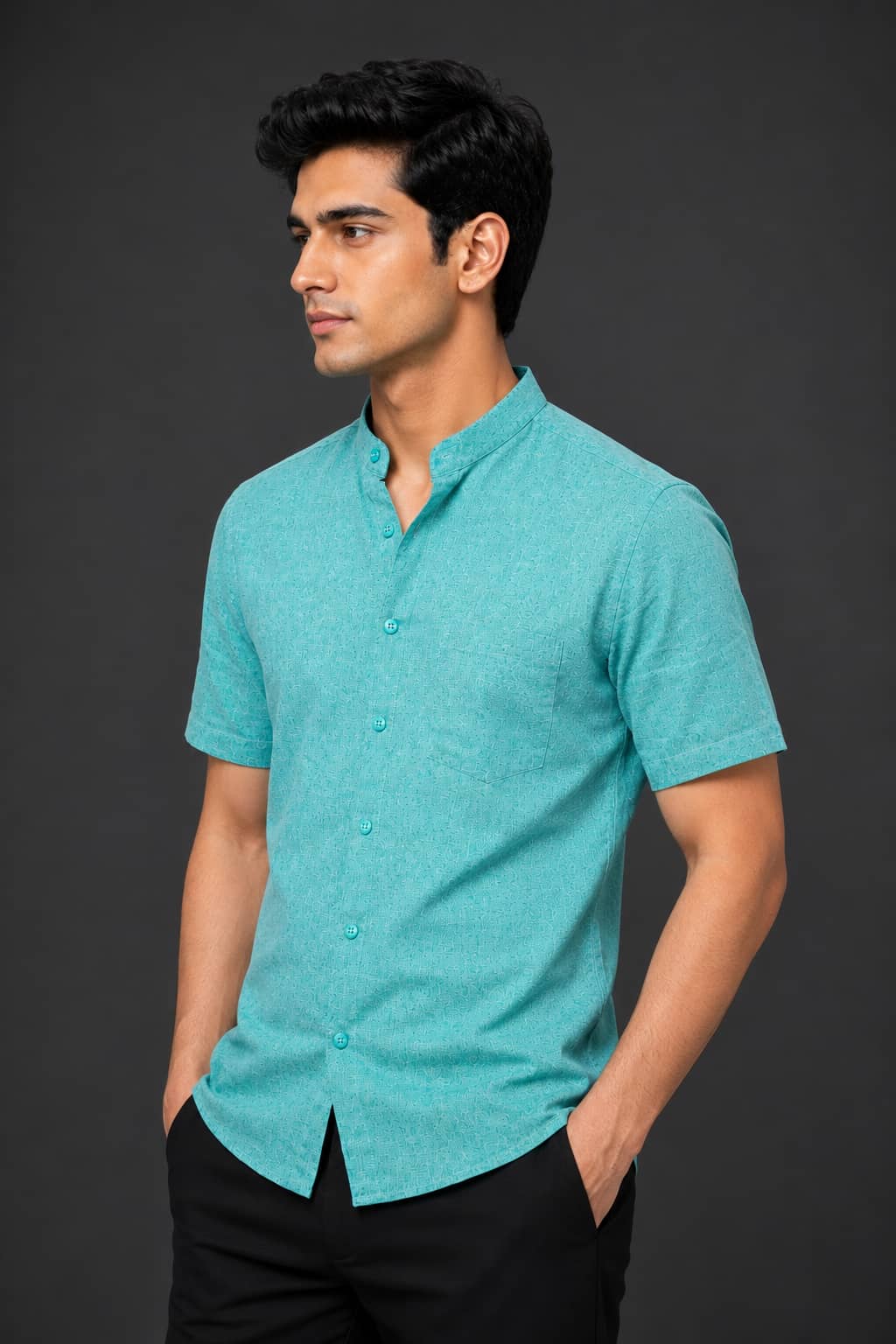 Aqua Mint Color Pure Cotton Men's Shirt