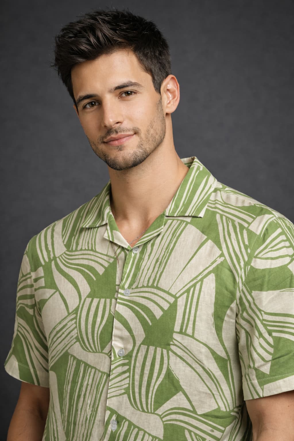 Men’s Green Printed Casual Shirt