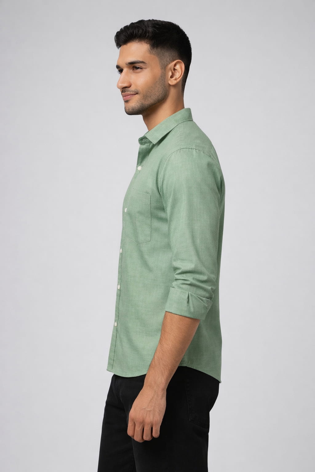 Classic Olive Green Cotton Full Sleeve Men's Shirt