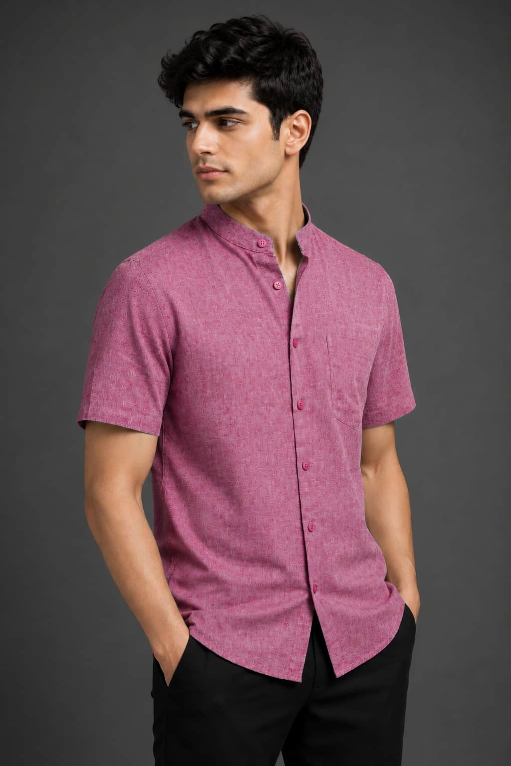 Mauve Pink Color Pure Cotton Men's Shirt