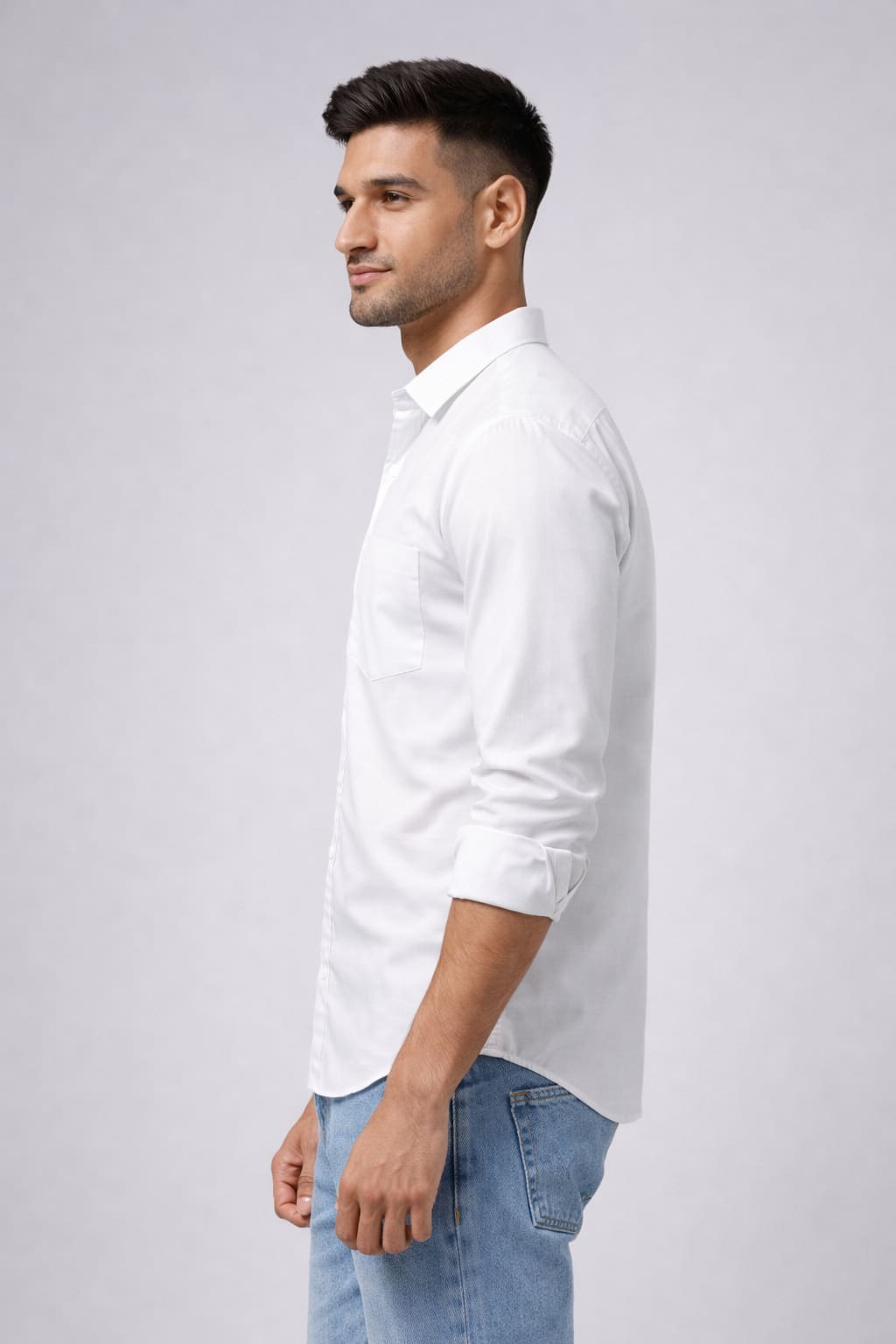 Premium White Cotton Full Sleeve Men's Shirt