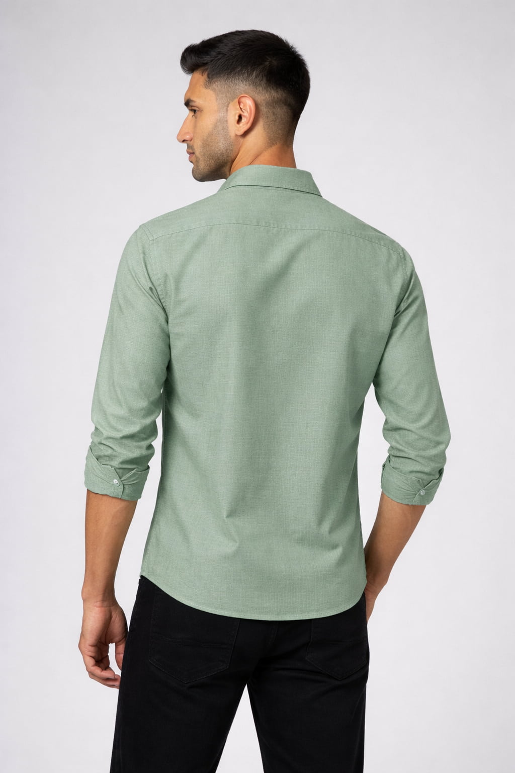 Classic Olive Green Cotton Full Sleeve Men's Shirt