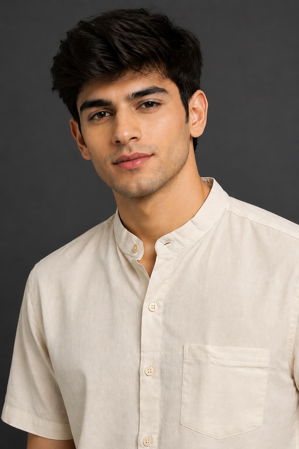 Pearl White Color Pure Cotton Men's Shirt