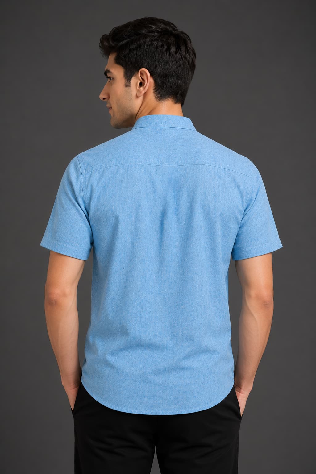 Ocean Blue Color Pure Cotton Men's Shirt