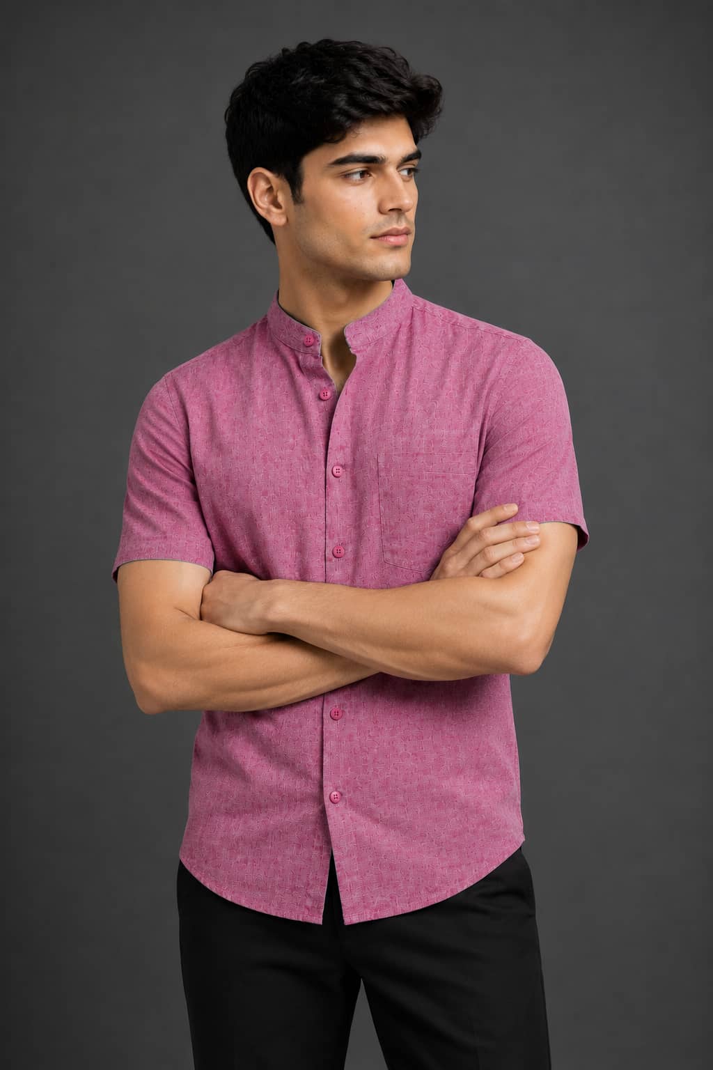 Mauve Pink Color Pure Cotton Men's Shirt