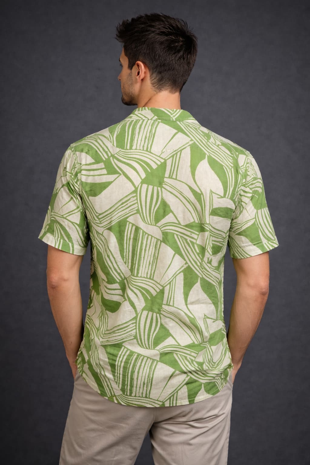 Men’s Green Printed Casual Shirt