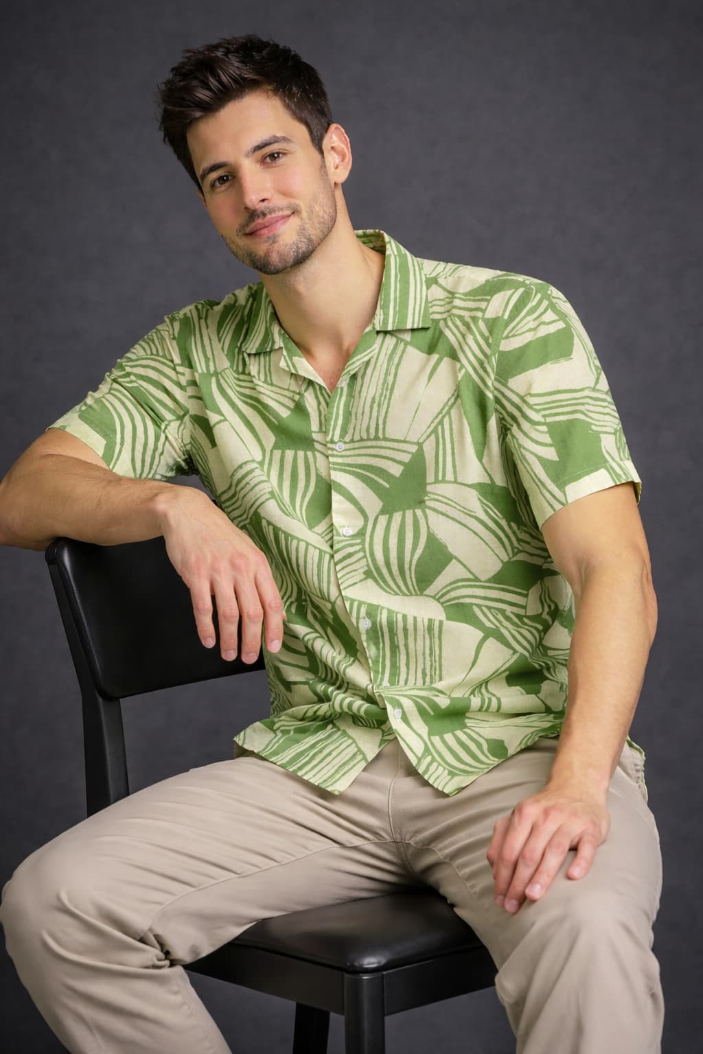 Men’s Green Printed Casual Shirt