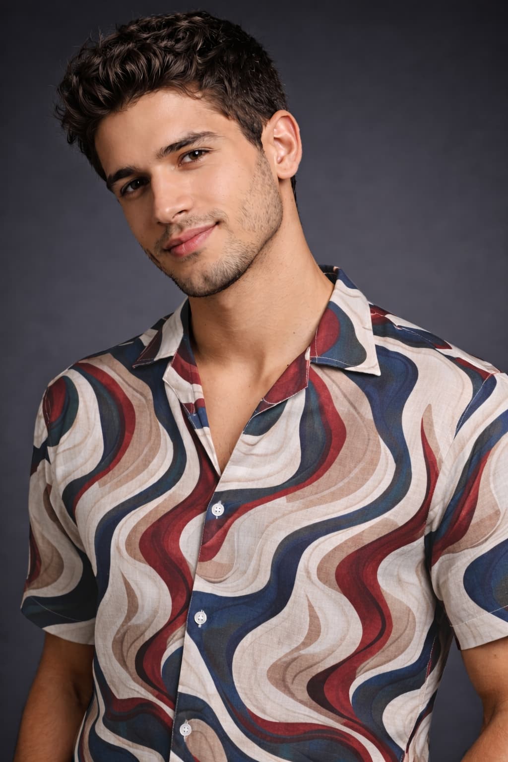 Multicolor Abstract Wave Printed Shirt