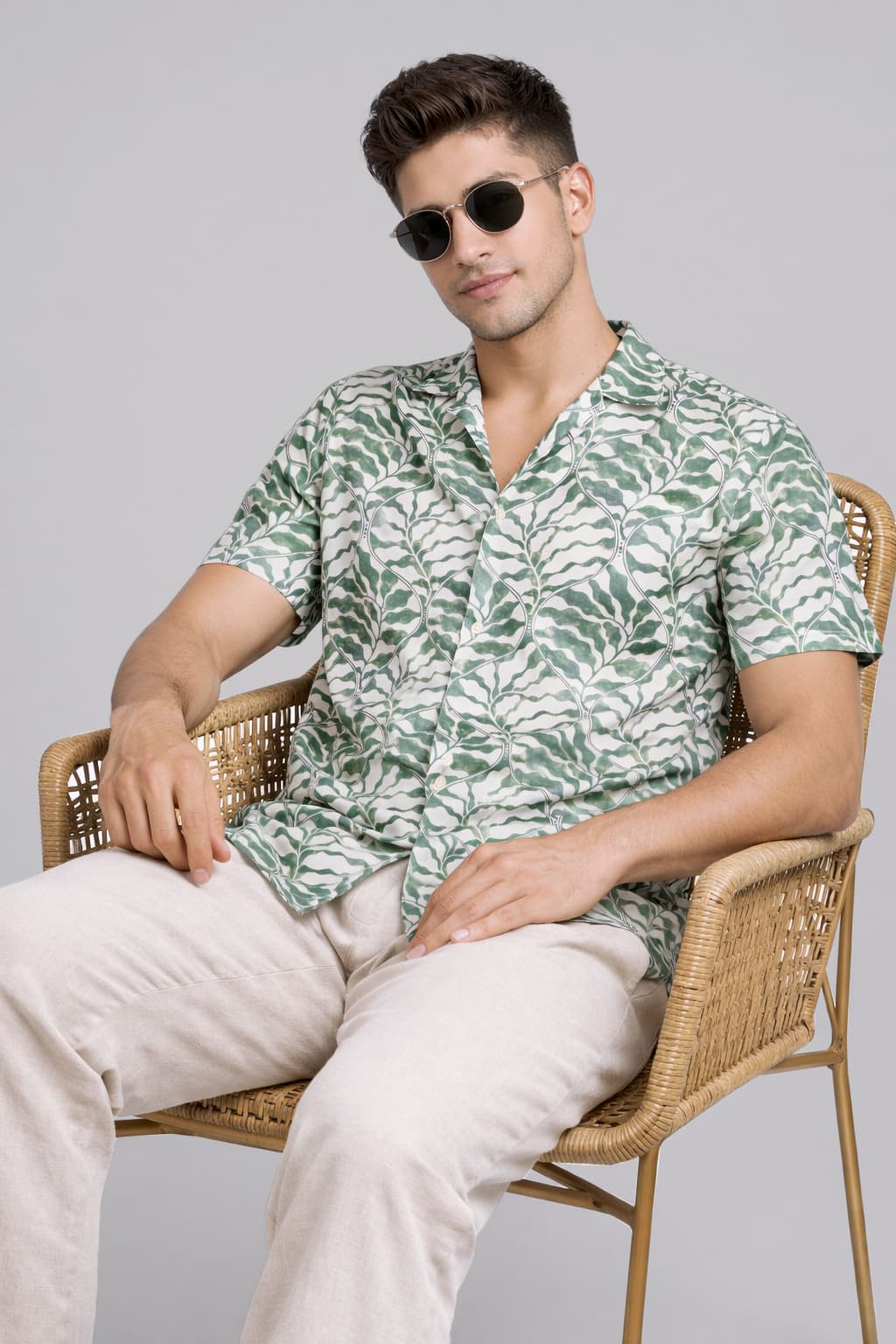 Green Botanical Printed Shirt