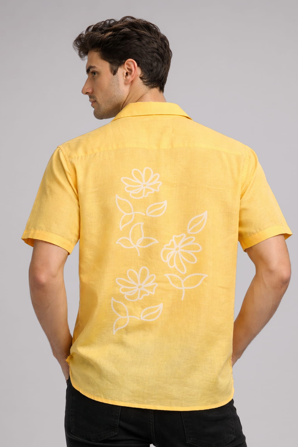 Men’s Premium Yellow Floral Print Casual Shirt