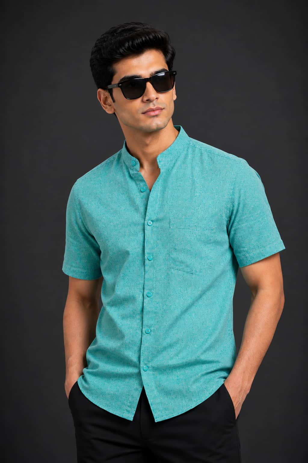Aqua Mint Color Pure Cotton Men's Shirt