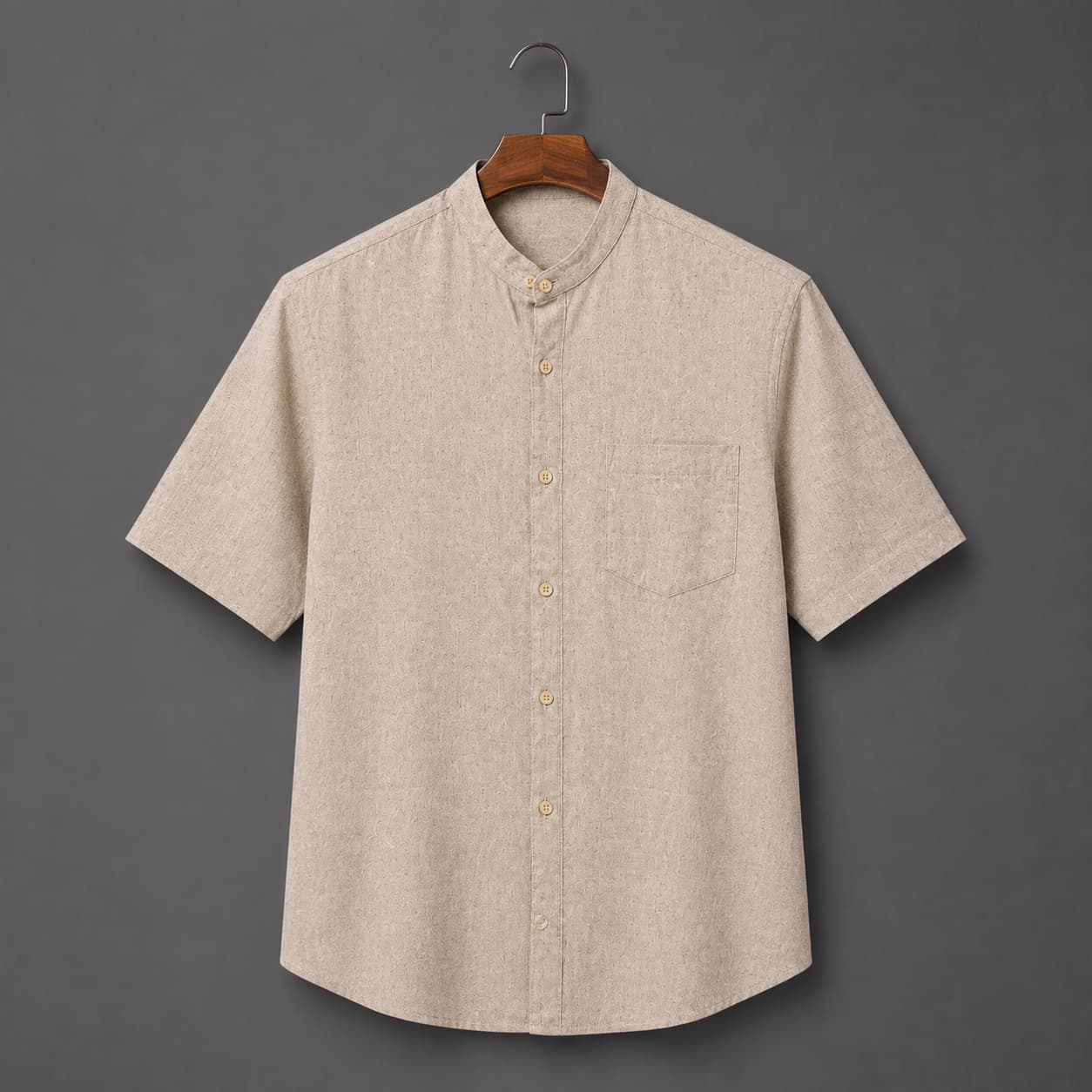 Natural Beige Color Pure Cotton Men's Shirt