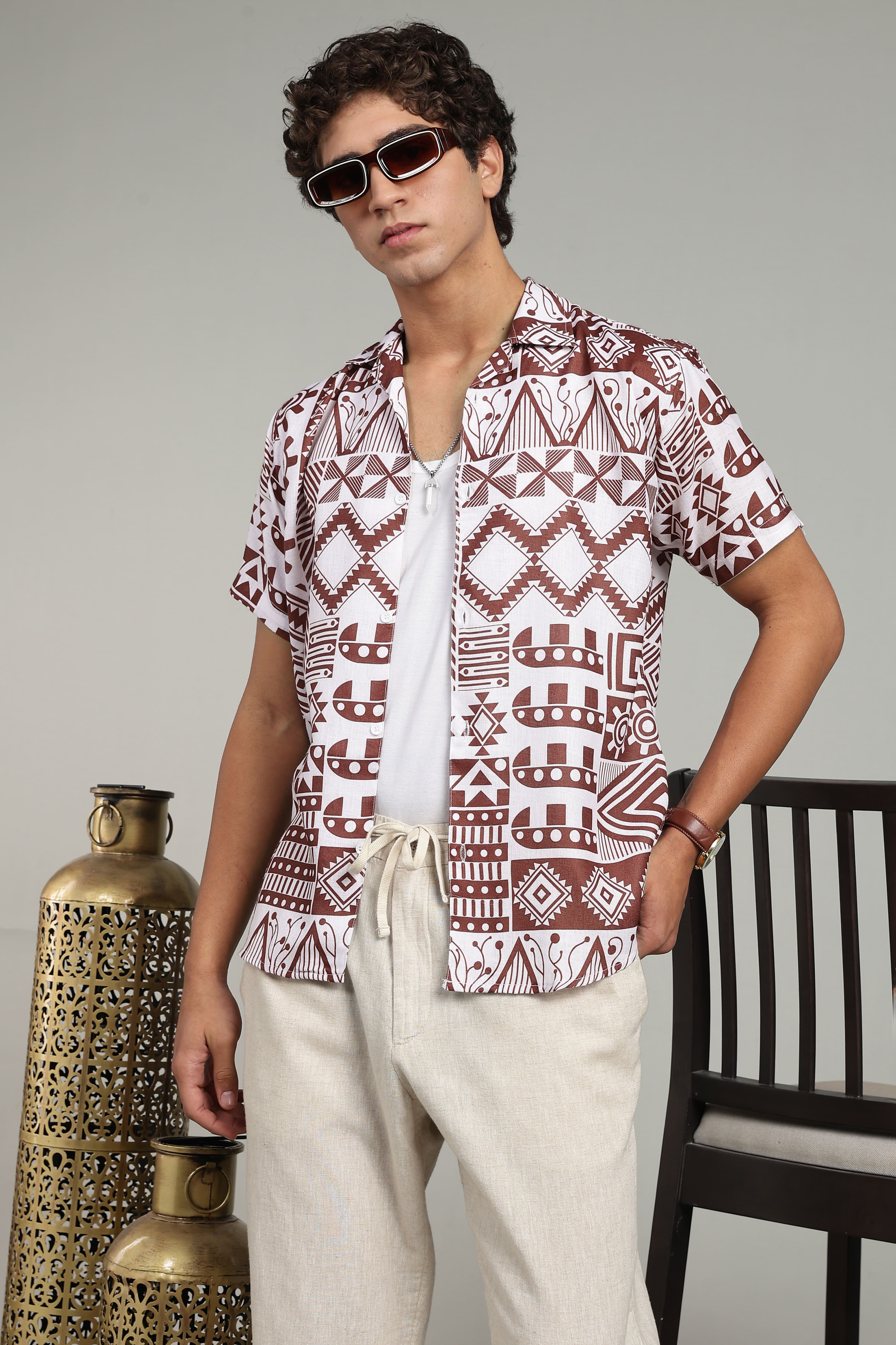 Men’s Tribal Print Casual Summer Shirt