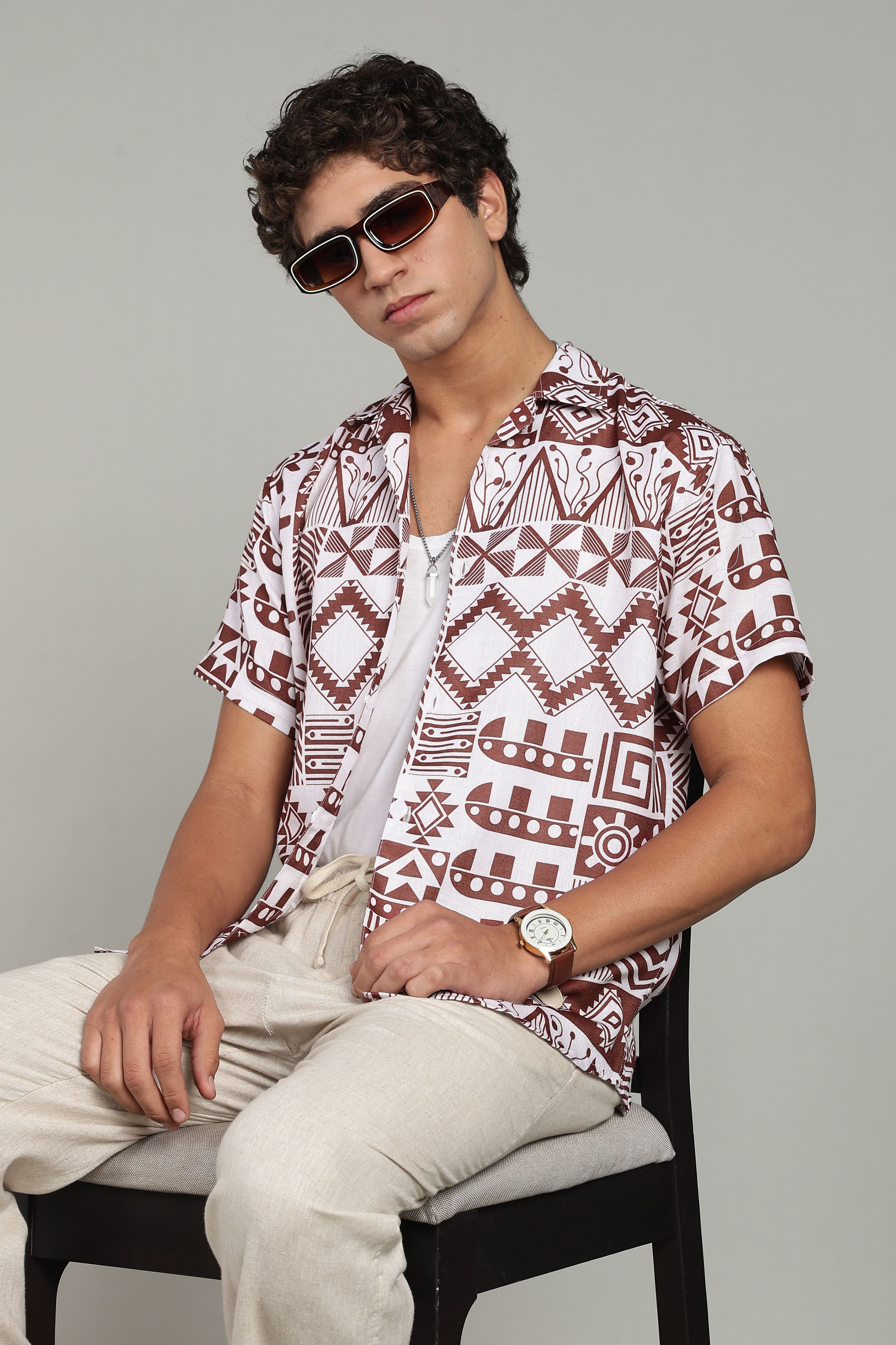 Men’s Tribal Print Casual Summer Shirt