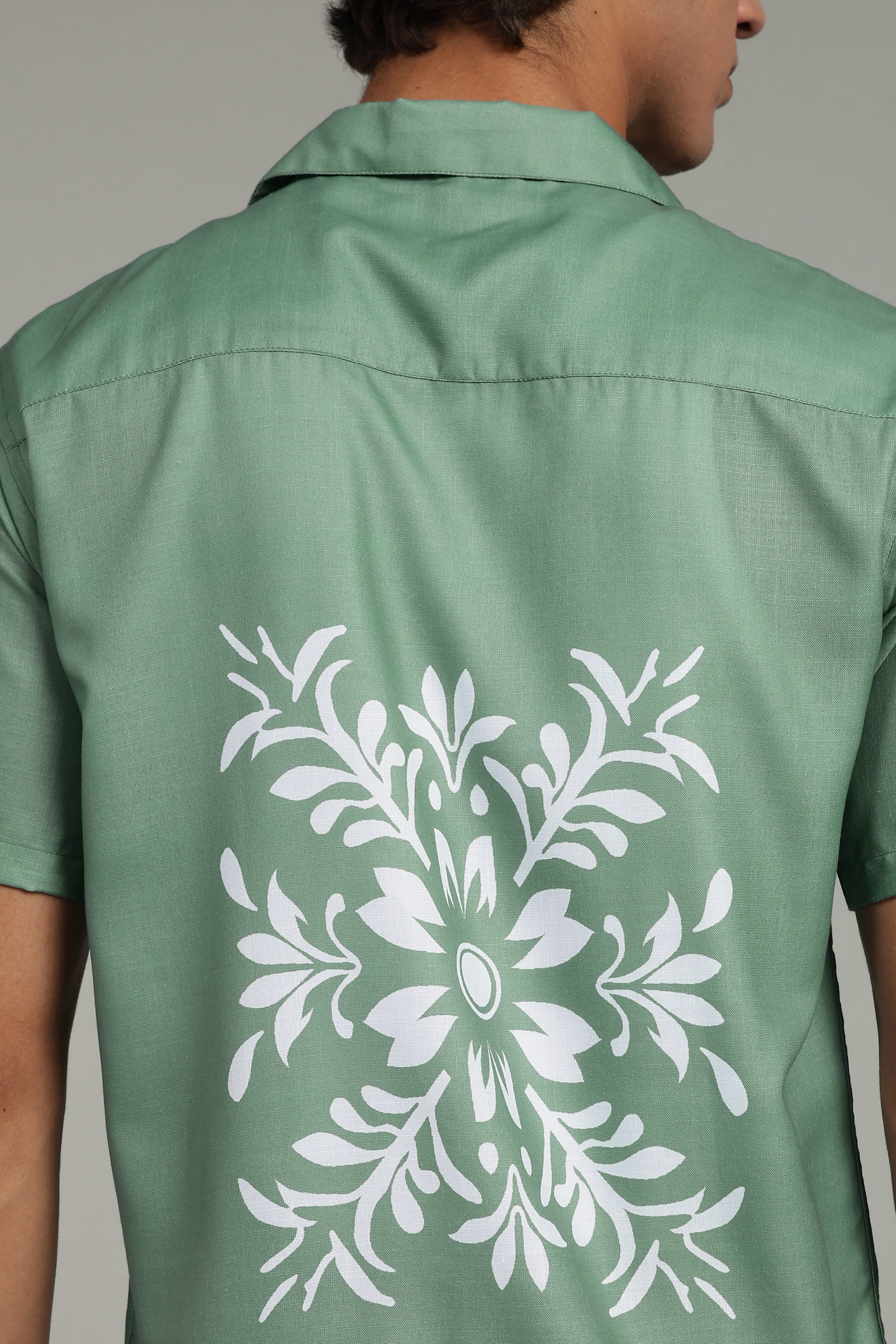 Men’s Premium Sage Green Ornamental Print Casual Shirt