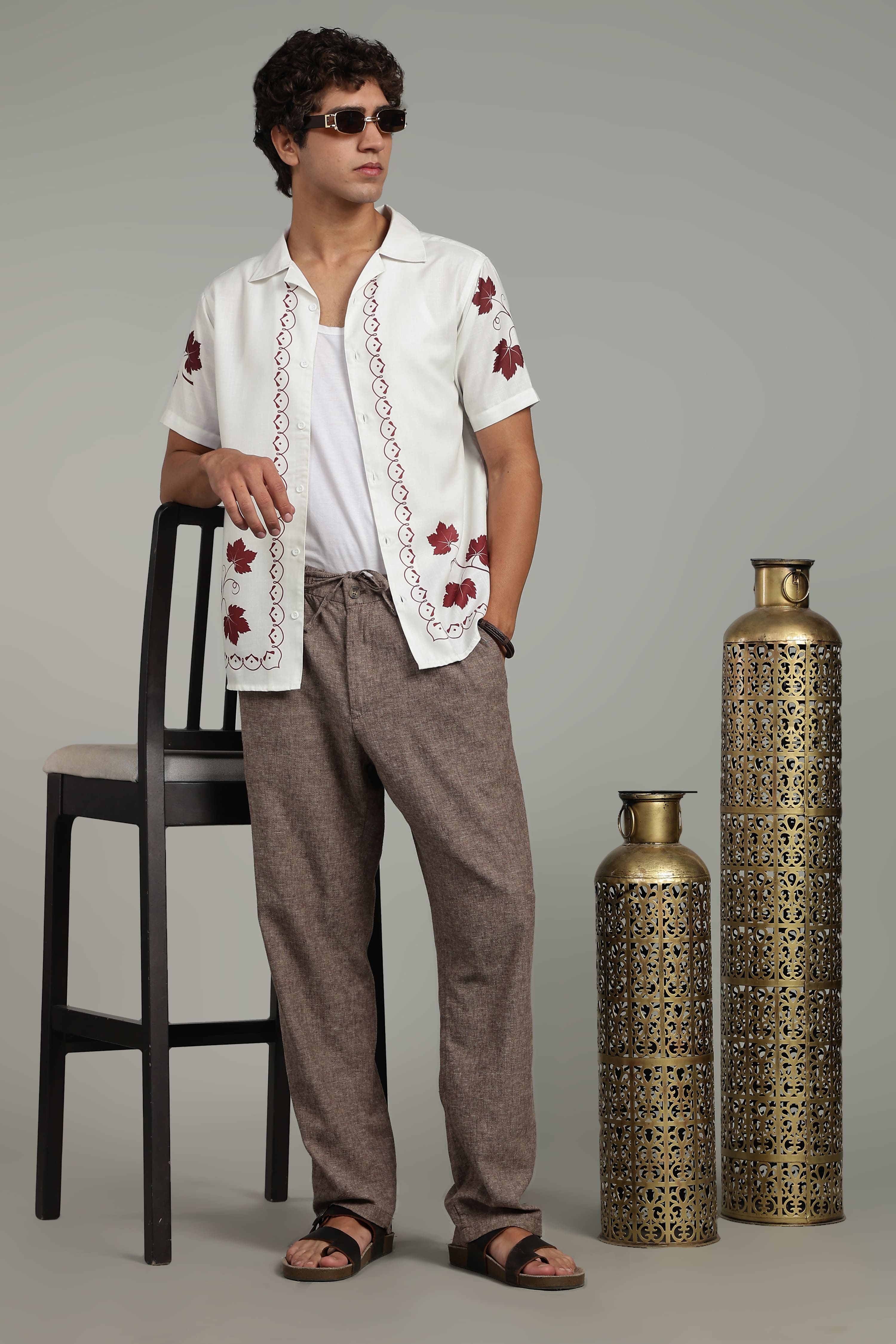 Men’s Vintage Floral Embroidered Casual Shirt