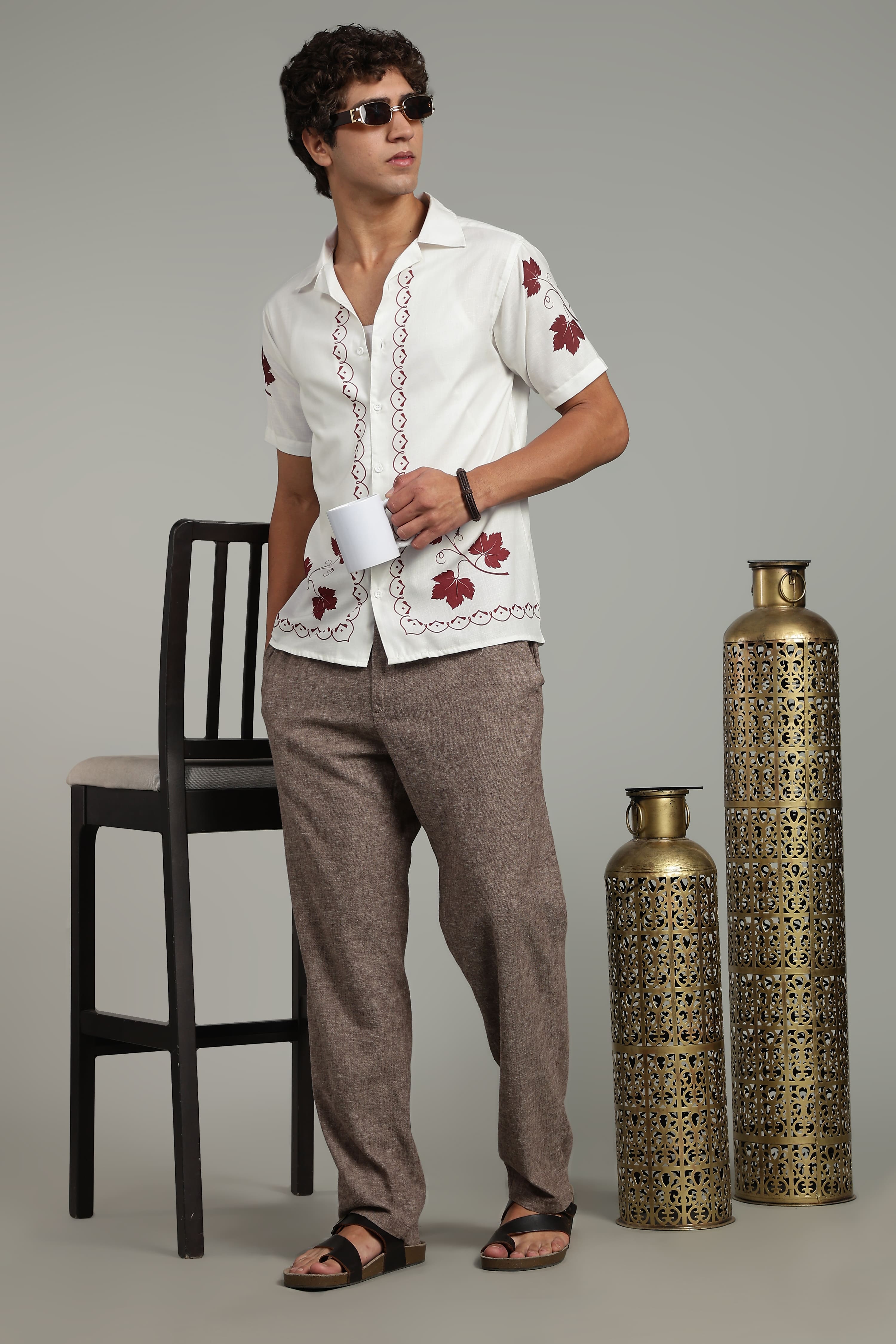 Men’s Vintage Floral Embroidered Casual Shirt