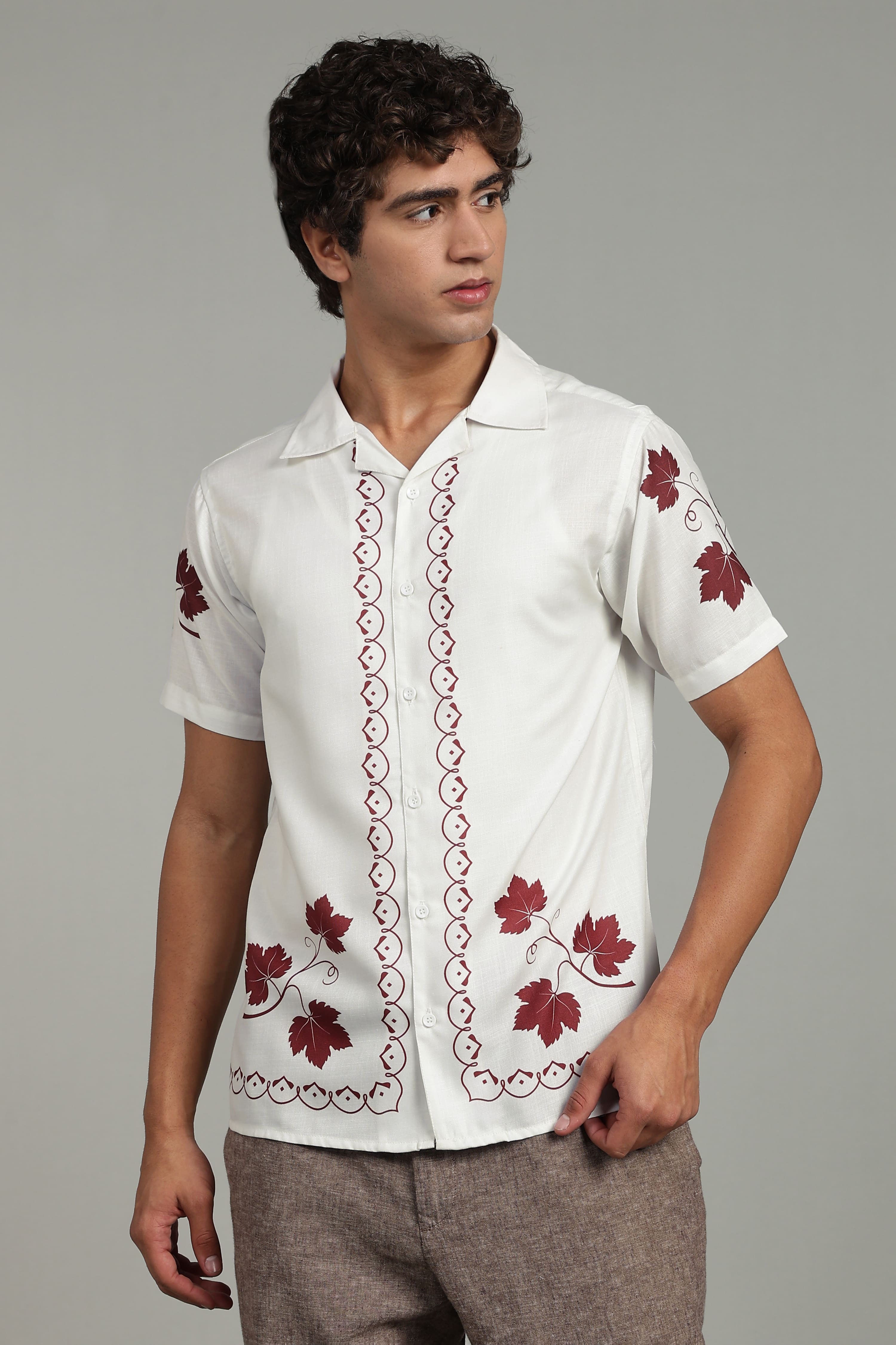 Men’s Vintage Floral Embroidered Casual Shirt