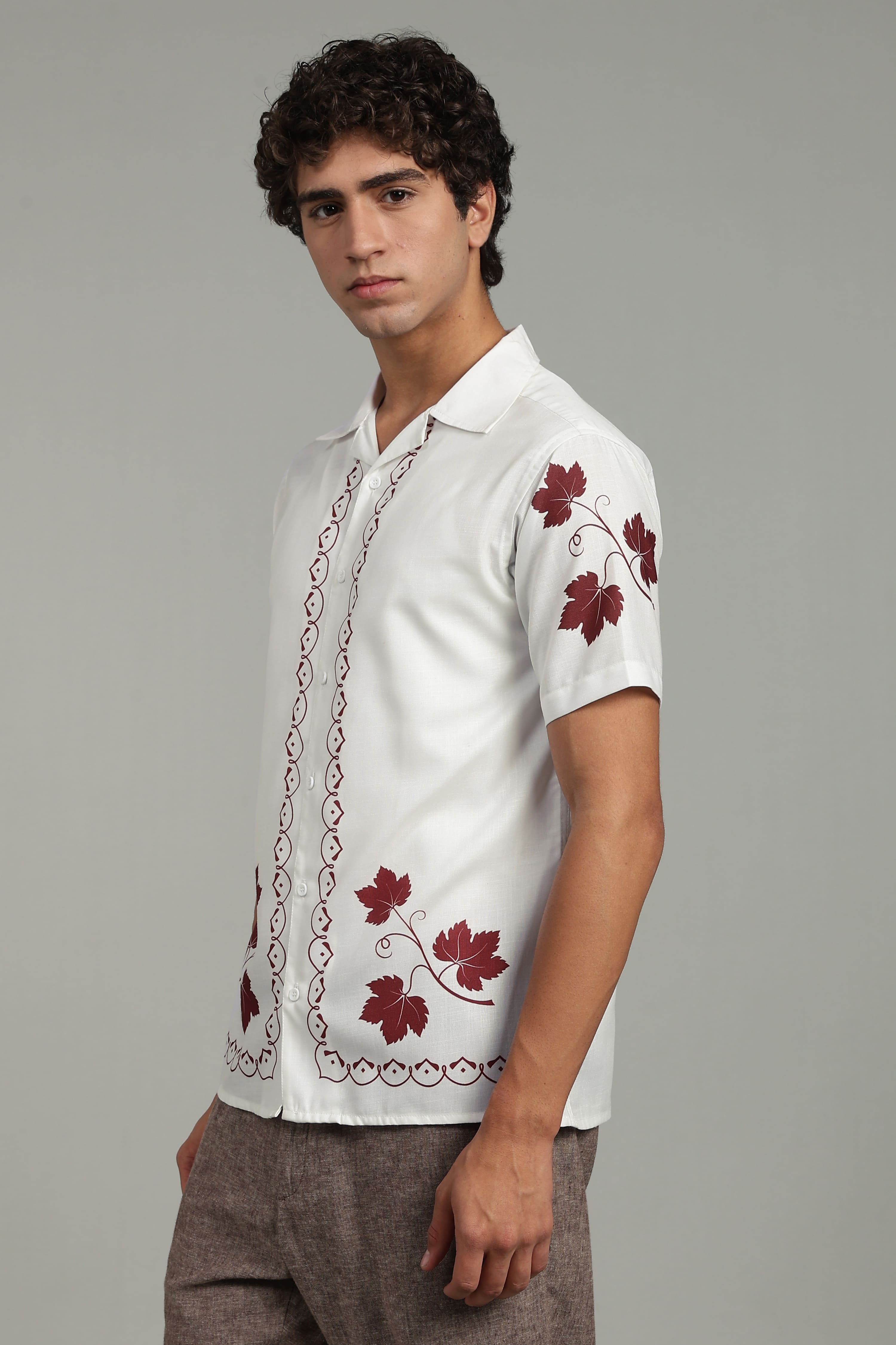 Men’s Vintage Floral Embroidered Casual Shirt