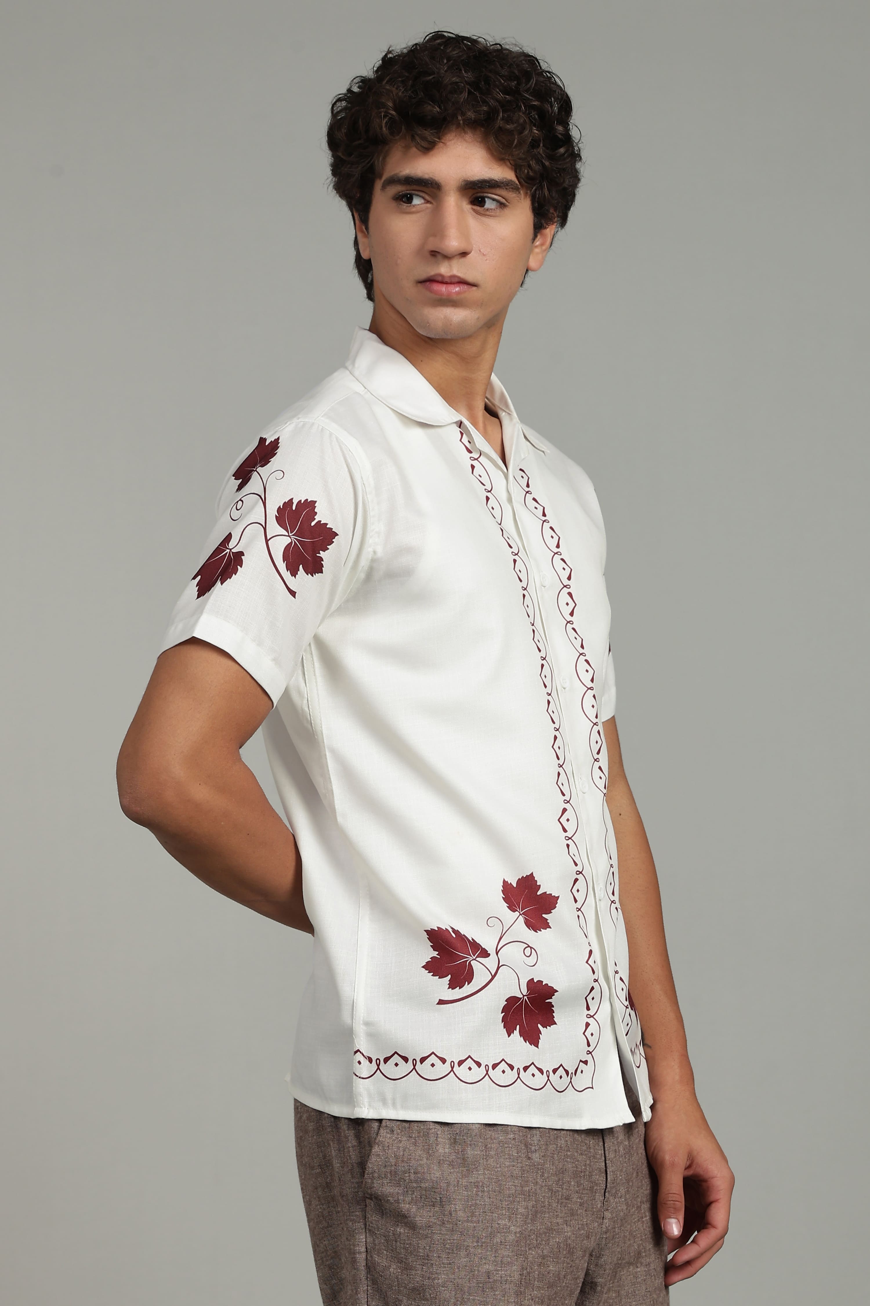 Men’s Vintage Floral Embroidered Casual Shirt