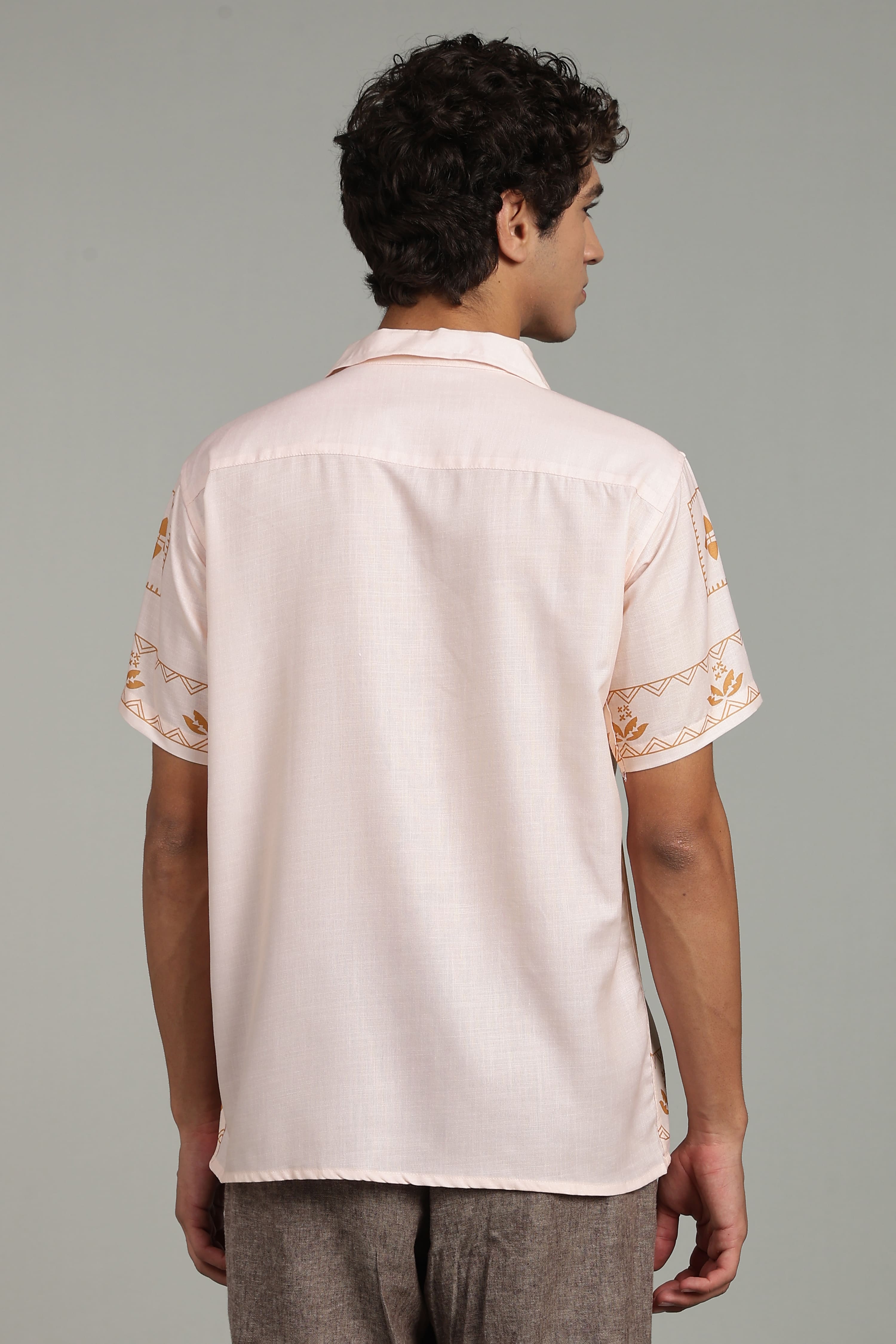 Men’s Premium Beige Ethnic Print Casual Shirt