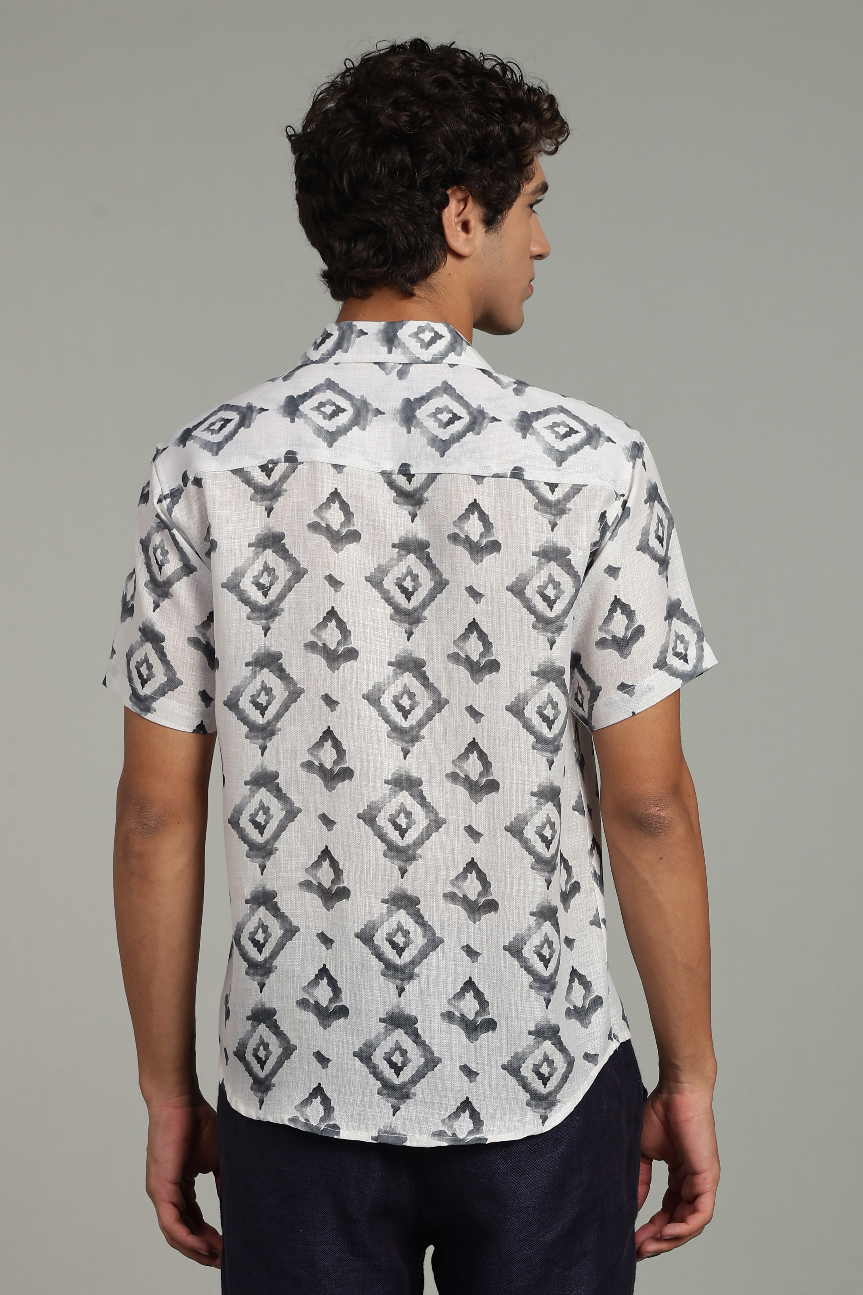 Men’s Grey Printed Casual Shirt