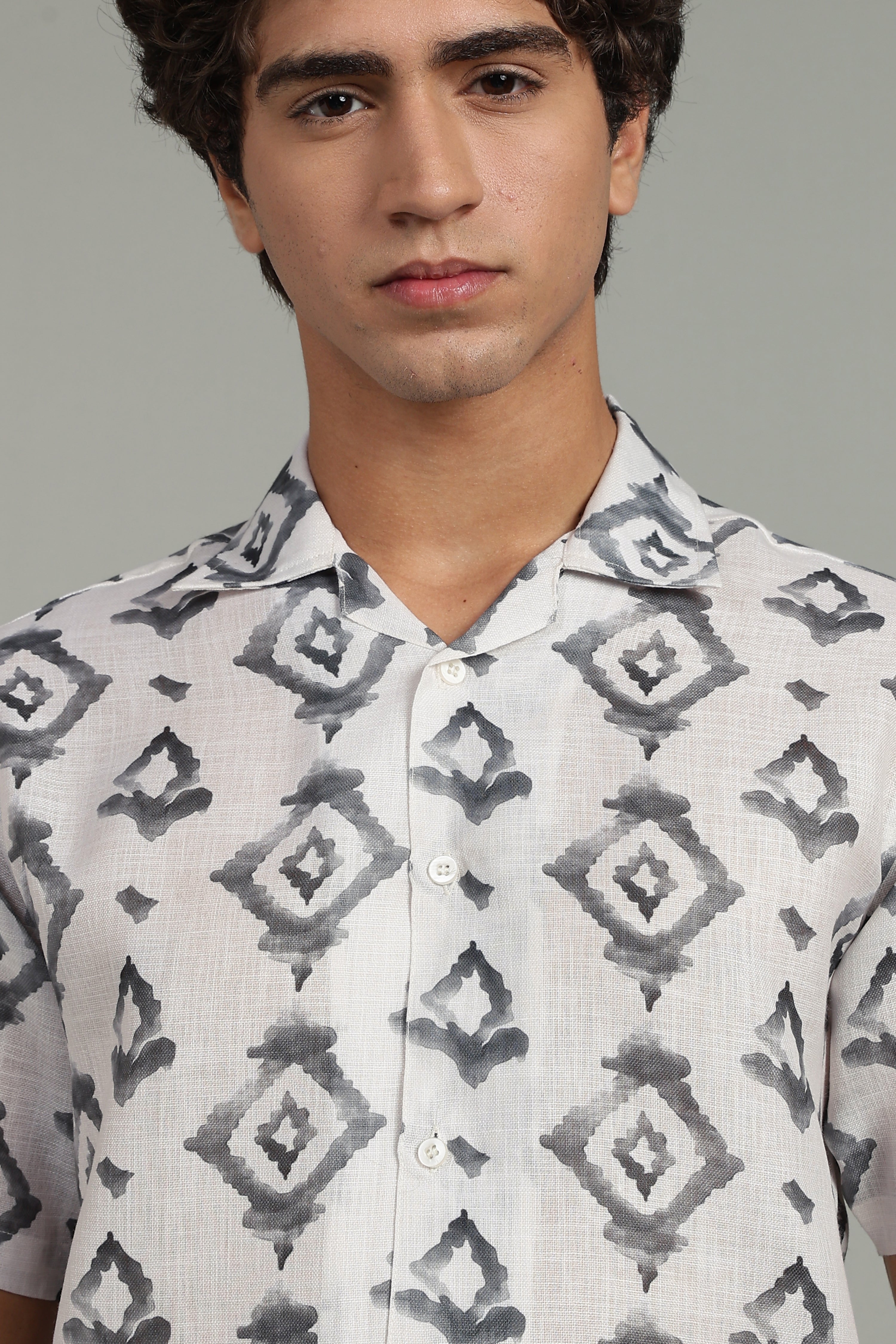 Men’s Grey Printed Casual Shirt