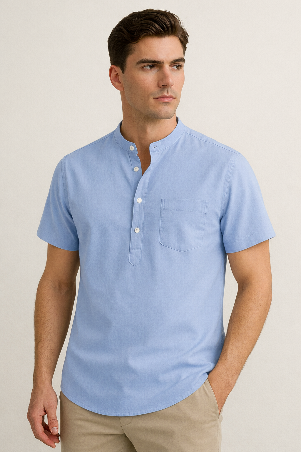Sky Blue Cotton Short Kurta