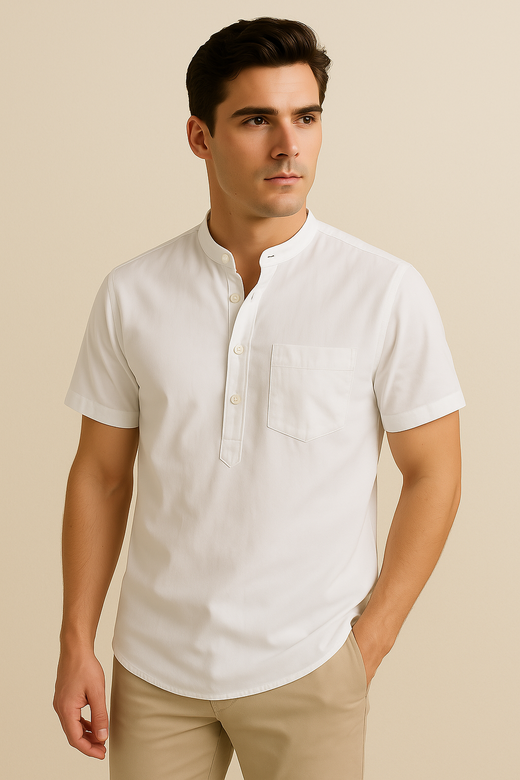 Classic White Cotton Short Kurta