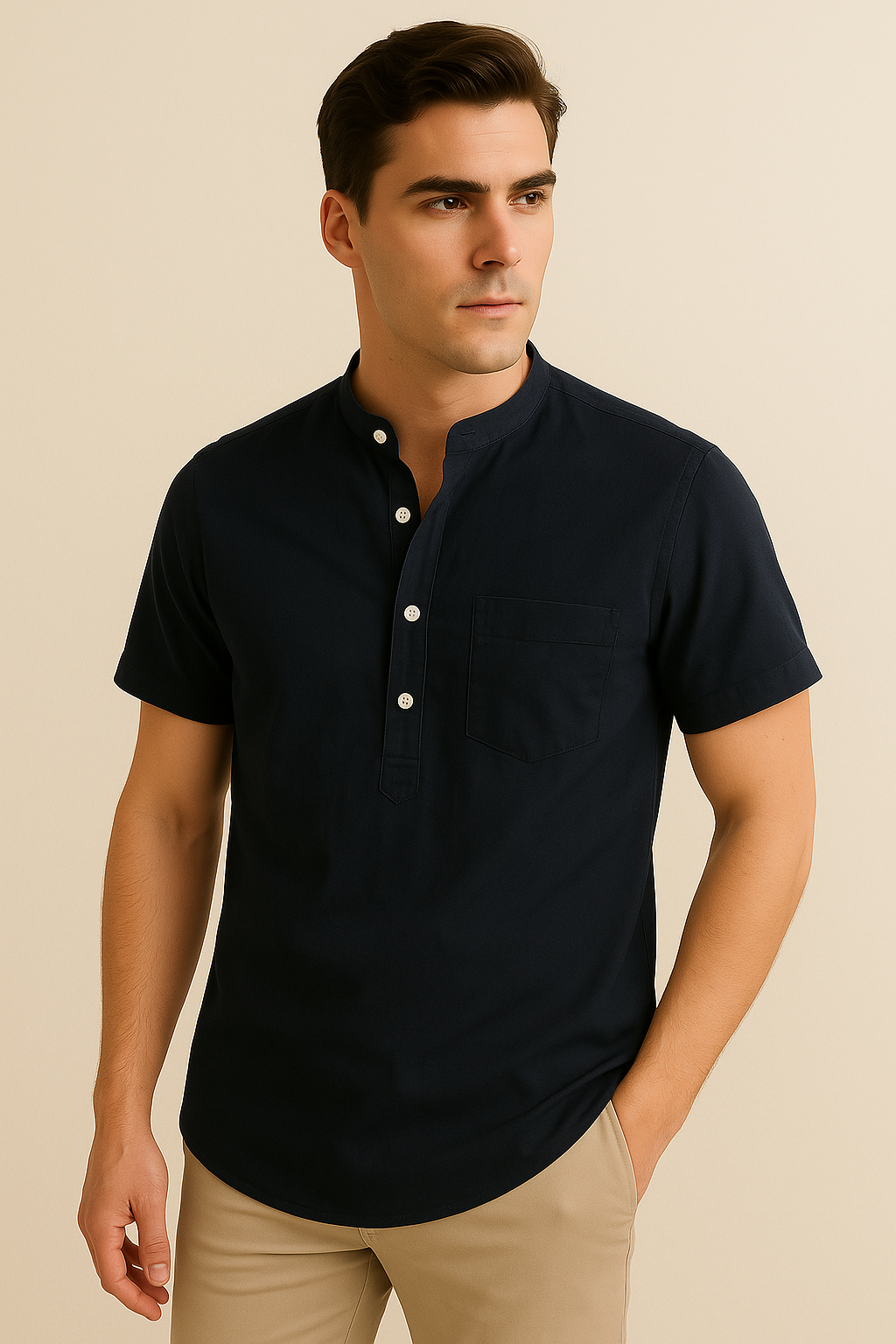 Classic Black Cotton Short Kurta for Men