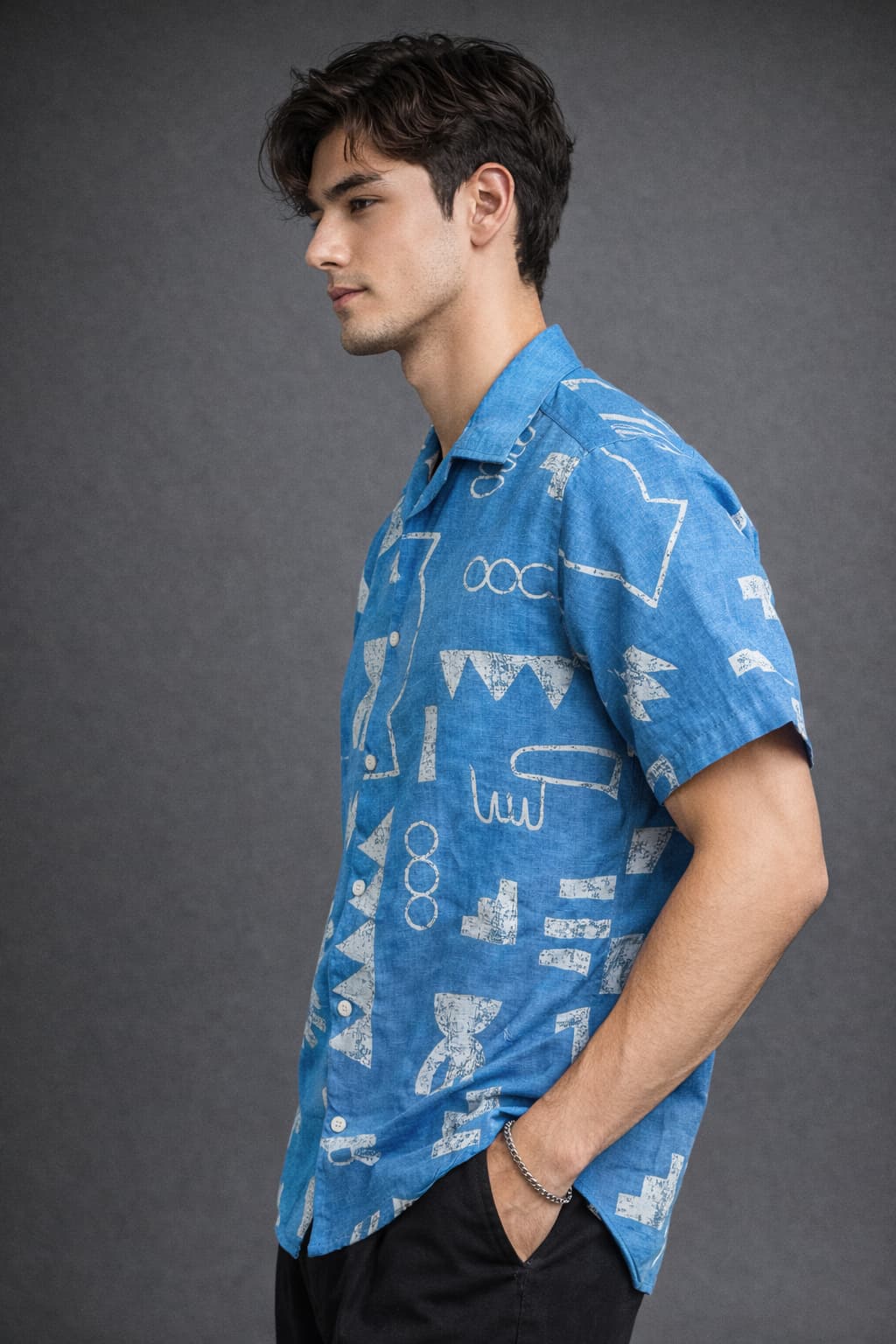 Blue Abstract Sketch Printed Shirt