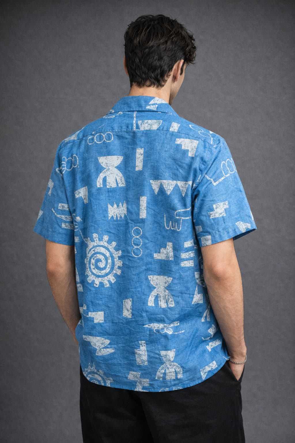 Blue Abstract Sketch Printed Shirt