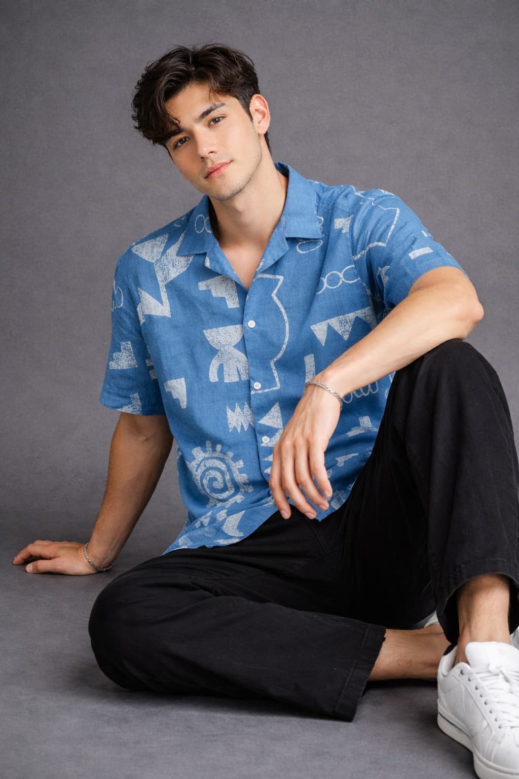Blue Abstract Sketch Printed Shirt
