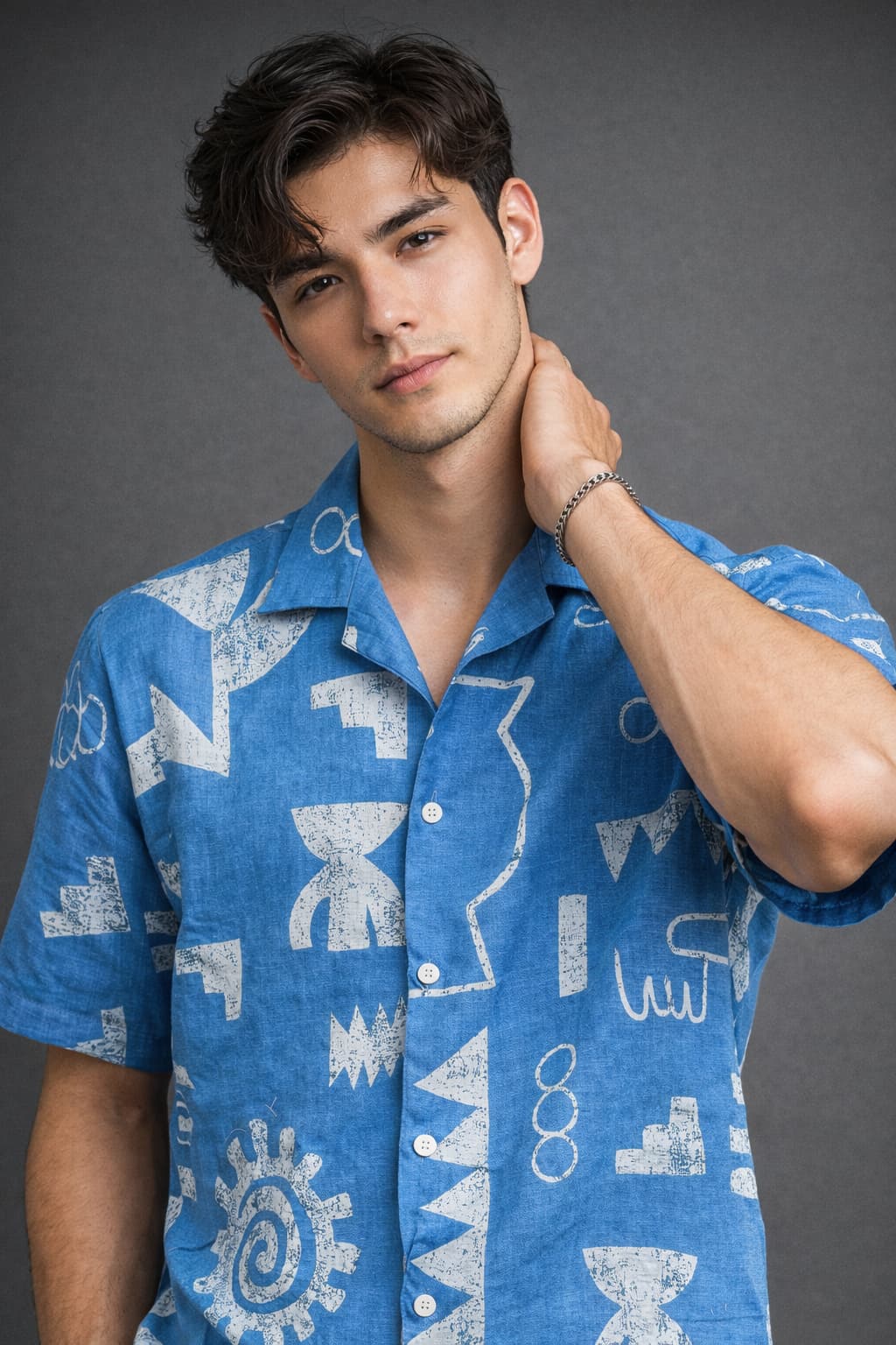 Blue Abstract Sketch Printed Shirt