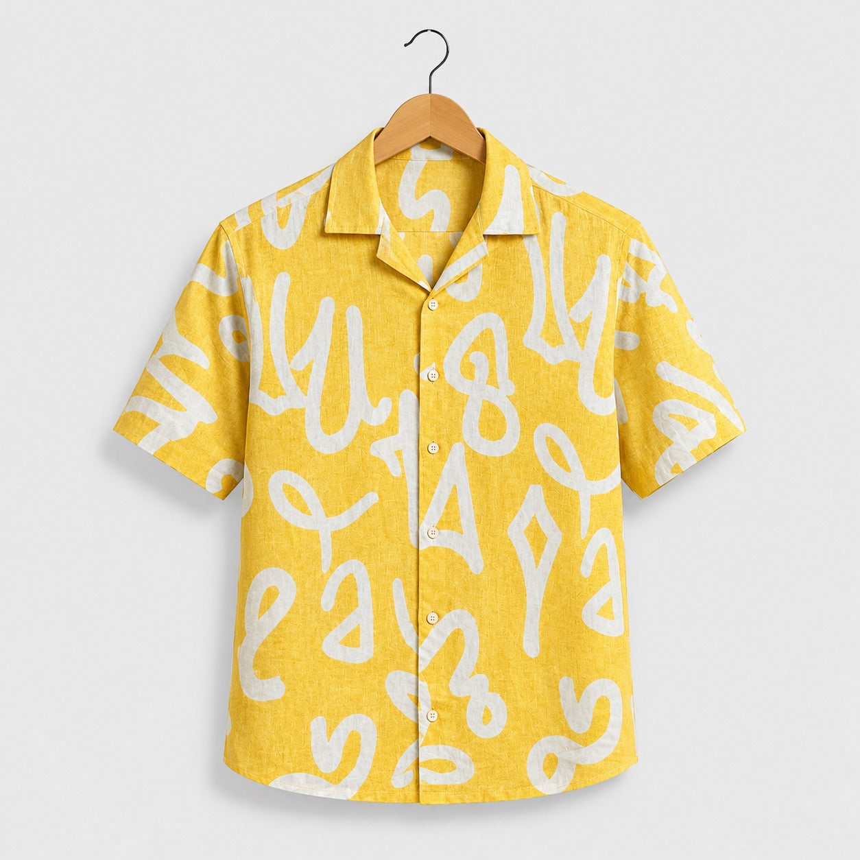 Mustard Yellow Abstract Printed Shirt