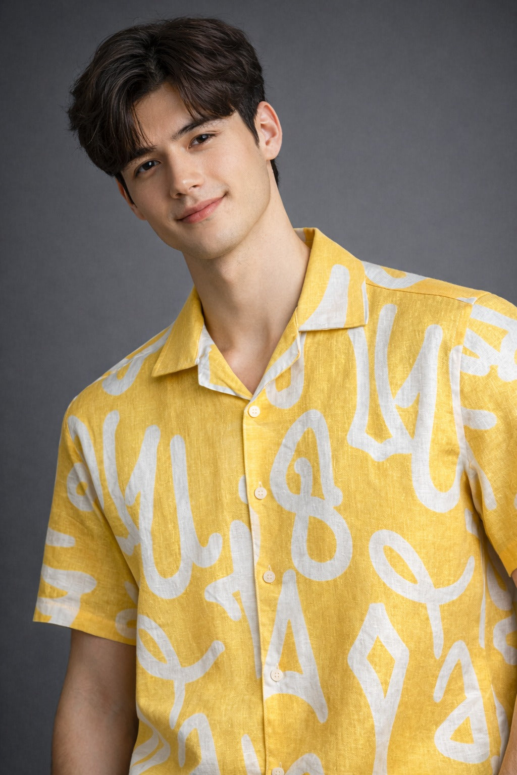 Mustard Yellow Abstract Printed Shirt